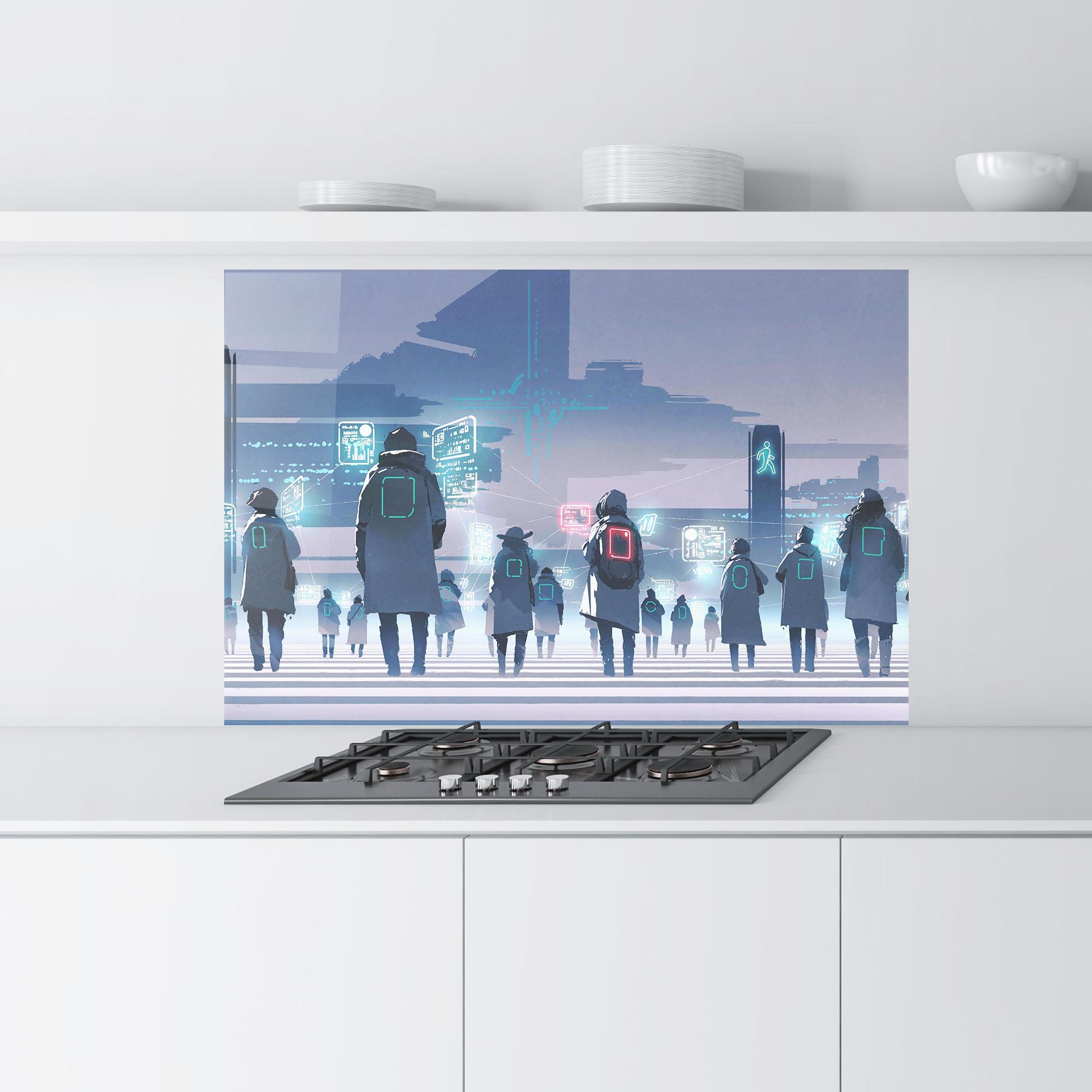 Panel Szklany do Kuchni Futuristic People mockup 9