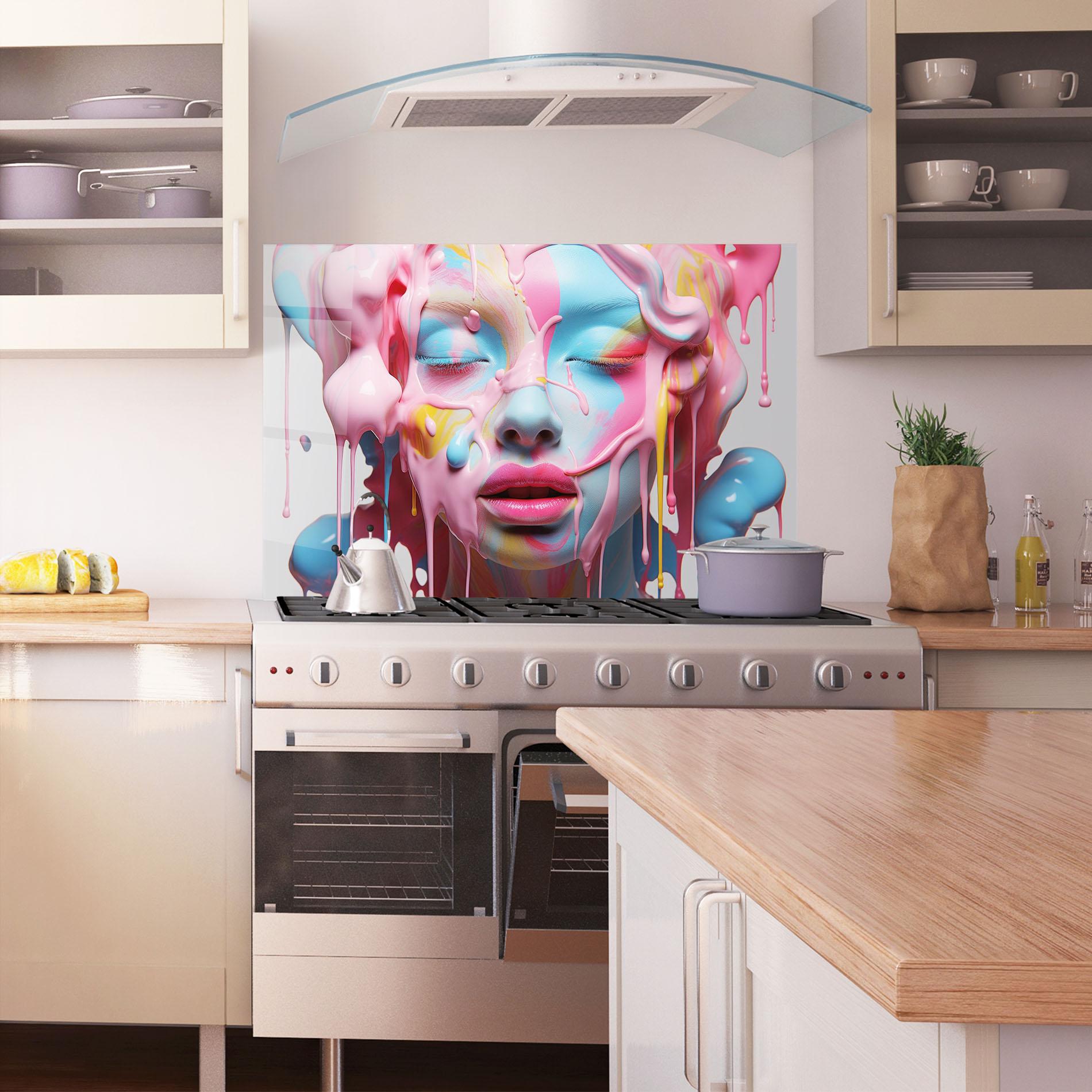 Panel Szklany do Kuchni Colorful Face Paint mockup 1