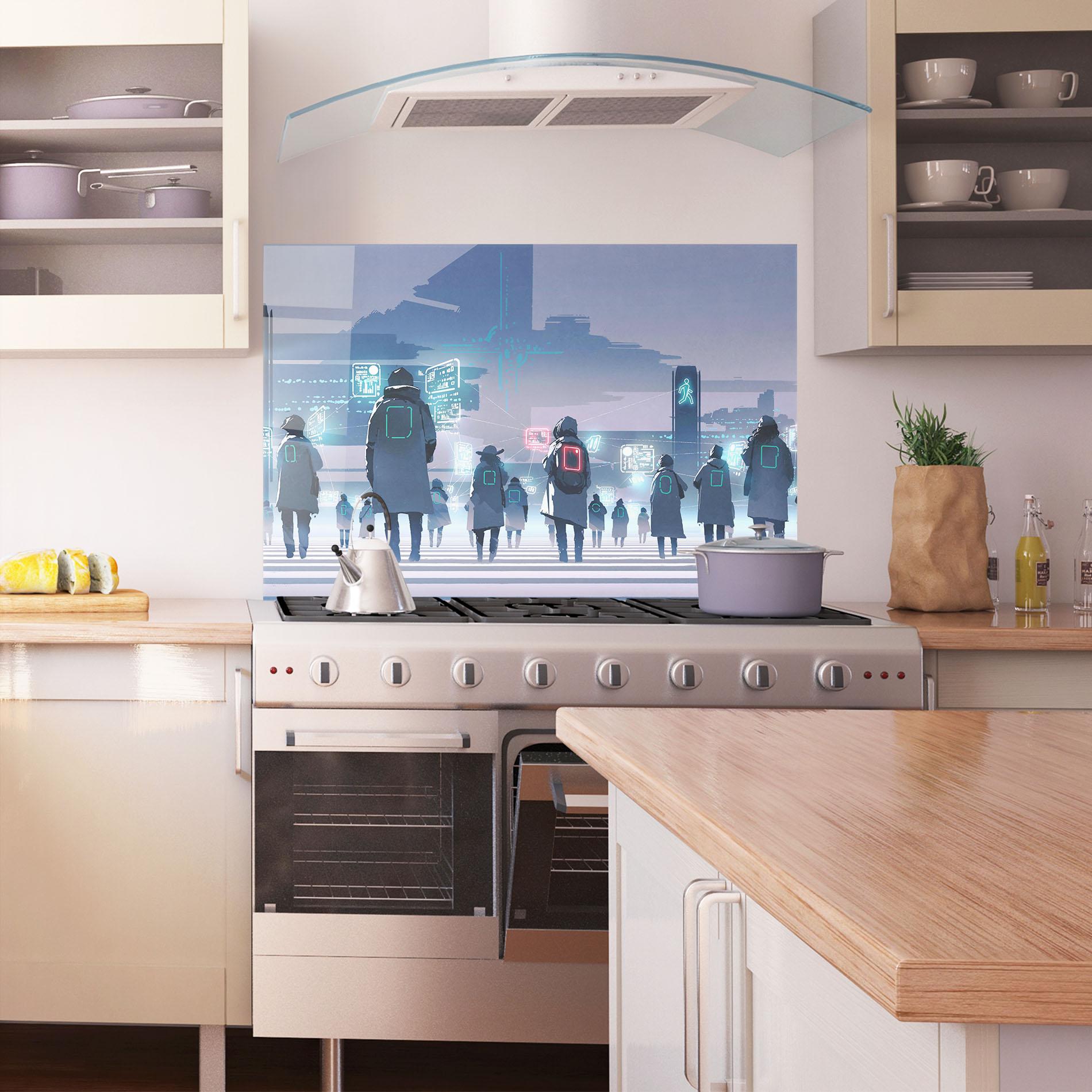 Panel Szklany do Kuchni Futuristic People mockup 1