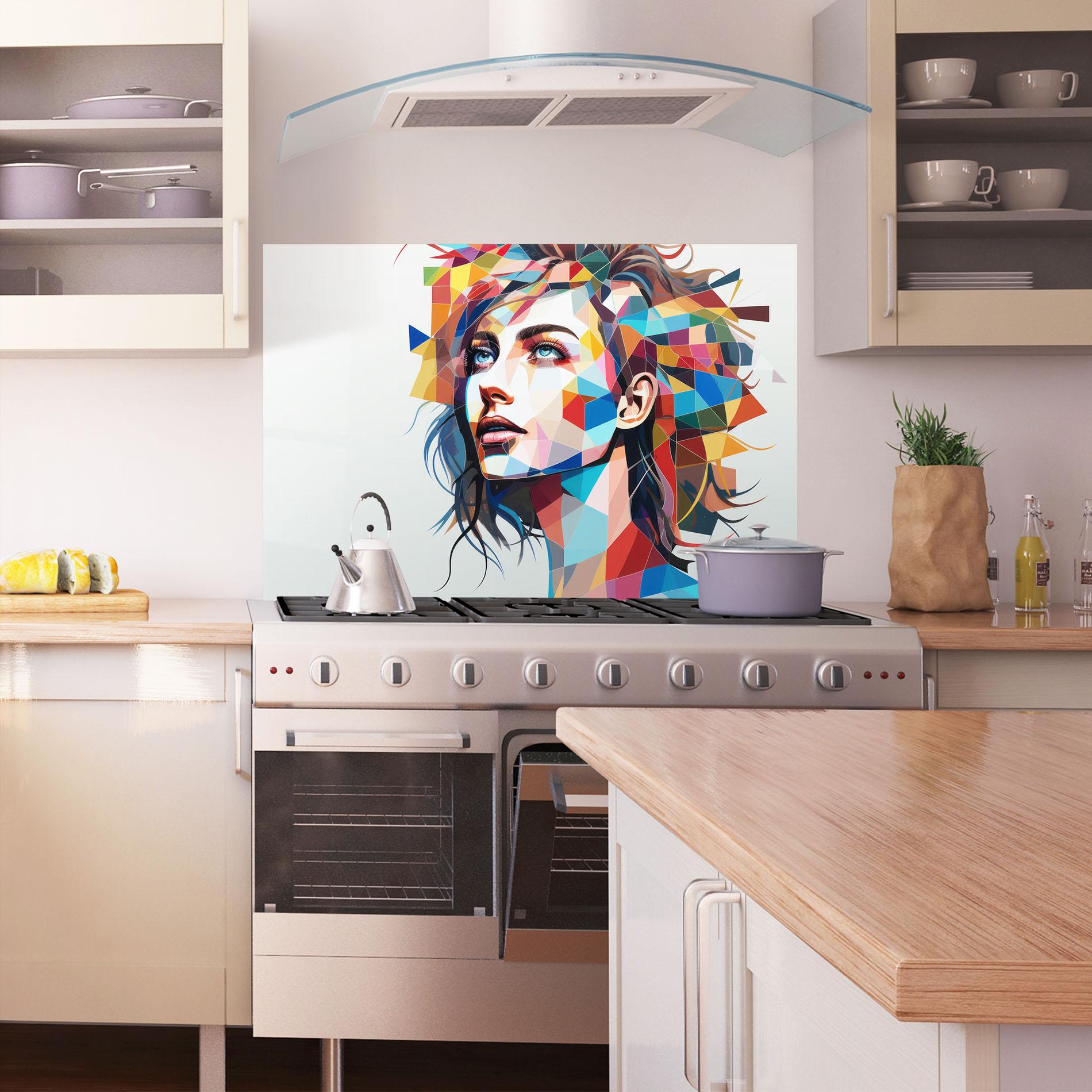 Panel Szklany do Kuchni Geometric Shapes Hair mockup 1