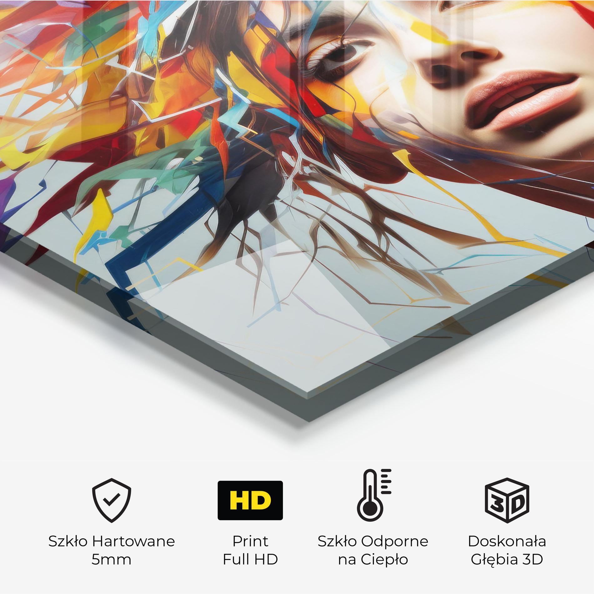 Panel Szklany do Kuchni Colorful Paint Hair mockup 2