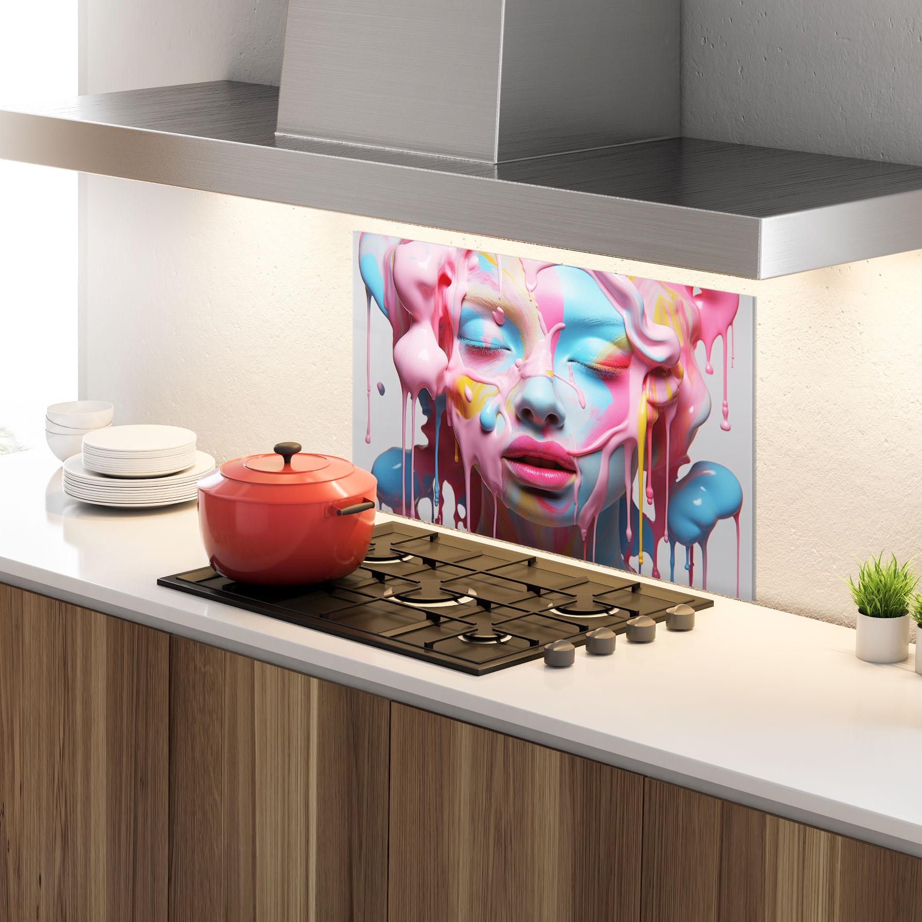 Panel Szklany do Kuchni Colorful Face Paint mockup 4