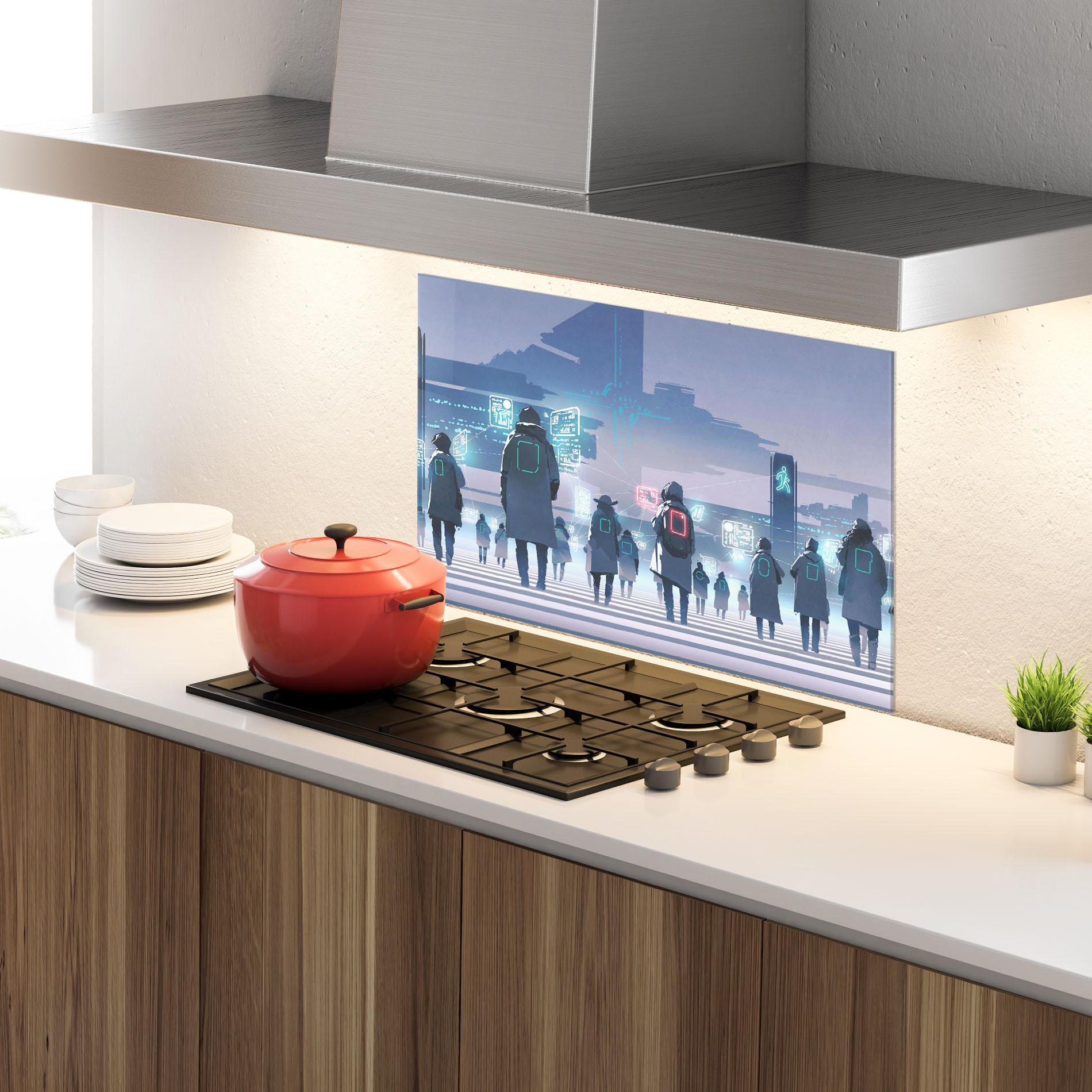 Panel Szklany do Kuchni Futuristic People mockup 4
