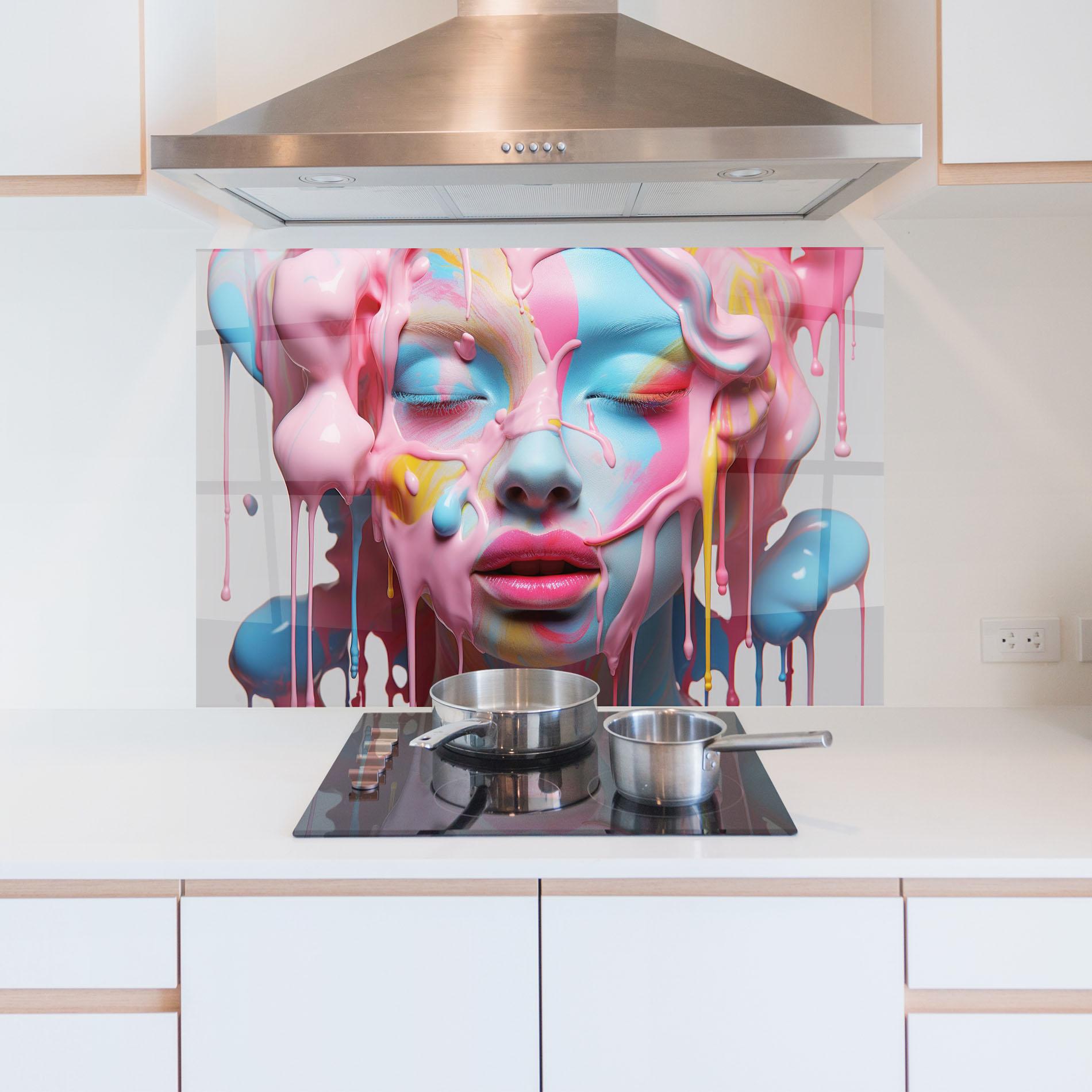 Panel Szklany do Kuchni Colorful Face Paint mockup 5