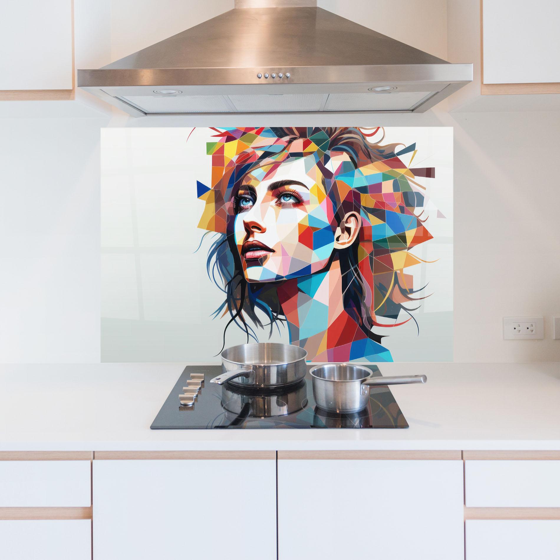 Panel Szklany do Kuchni Geometric Shapes Hair mockup 5