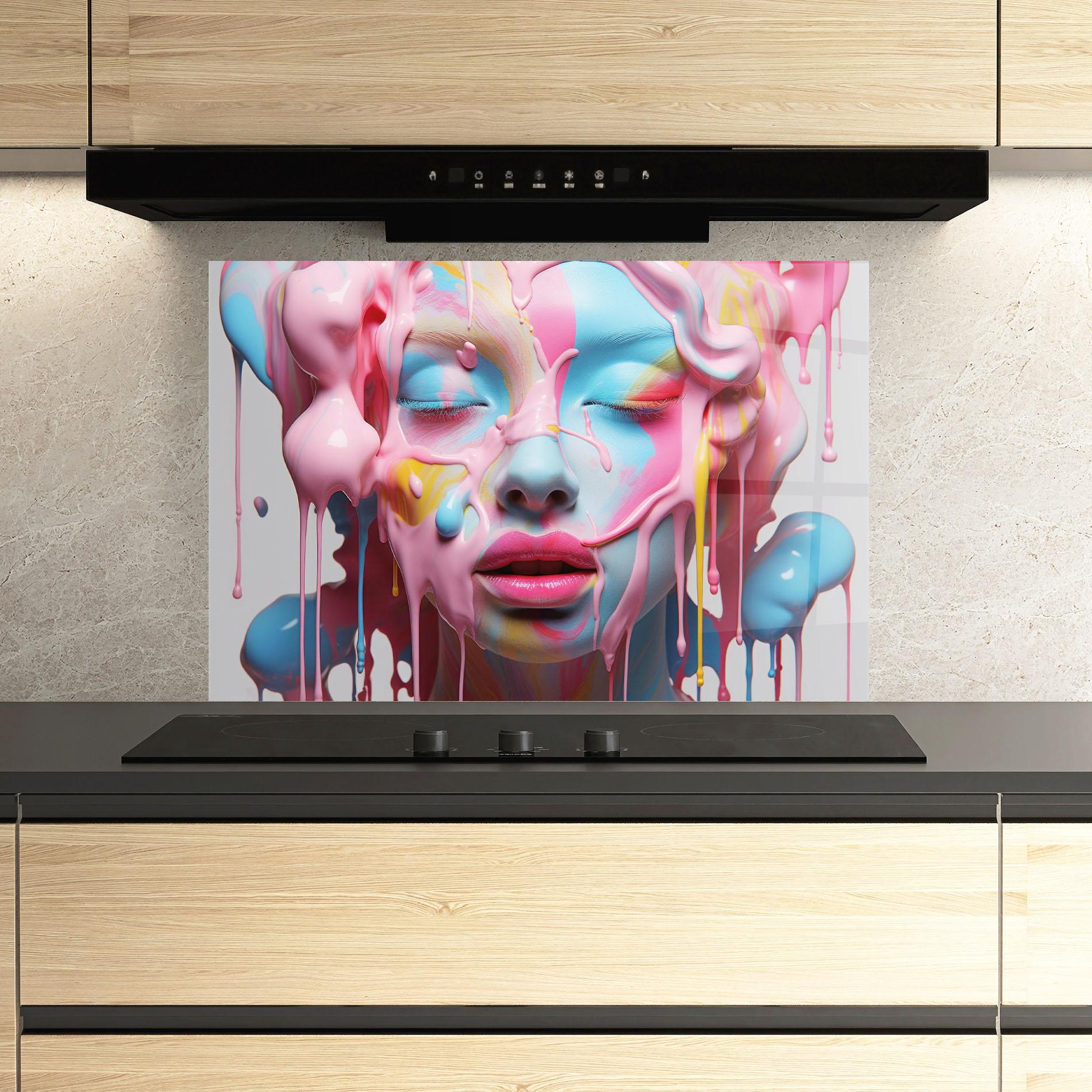 Panel Szklany do Kuchni Colorful Face Paint mockup 3