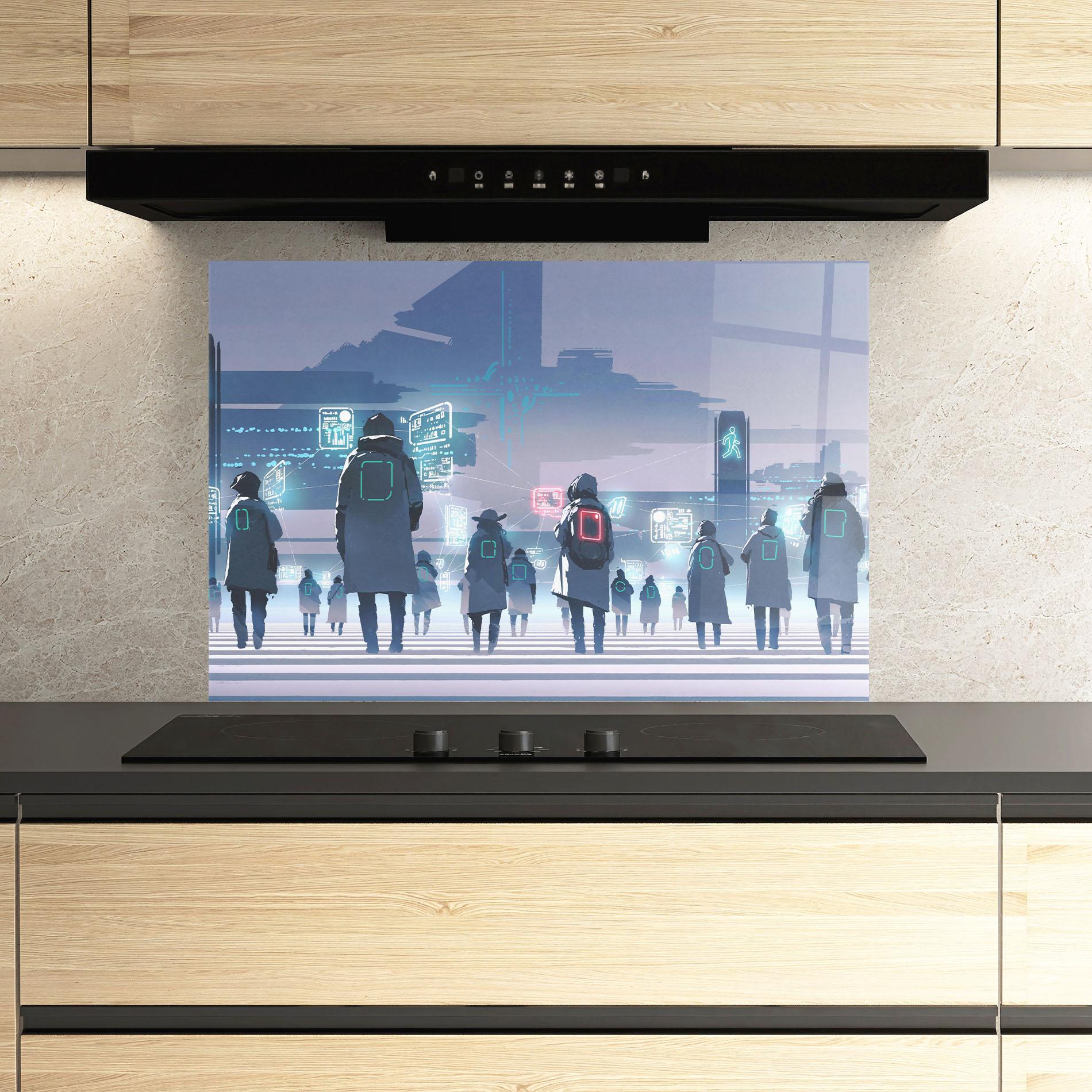 Panel Szklany do Kuchni Futuristic People mockup 3