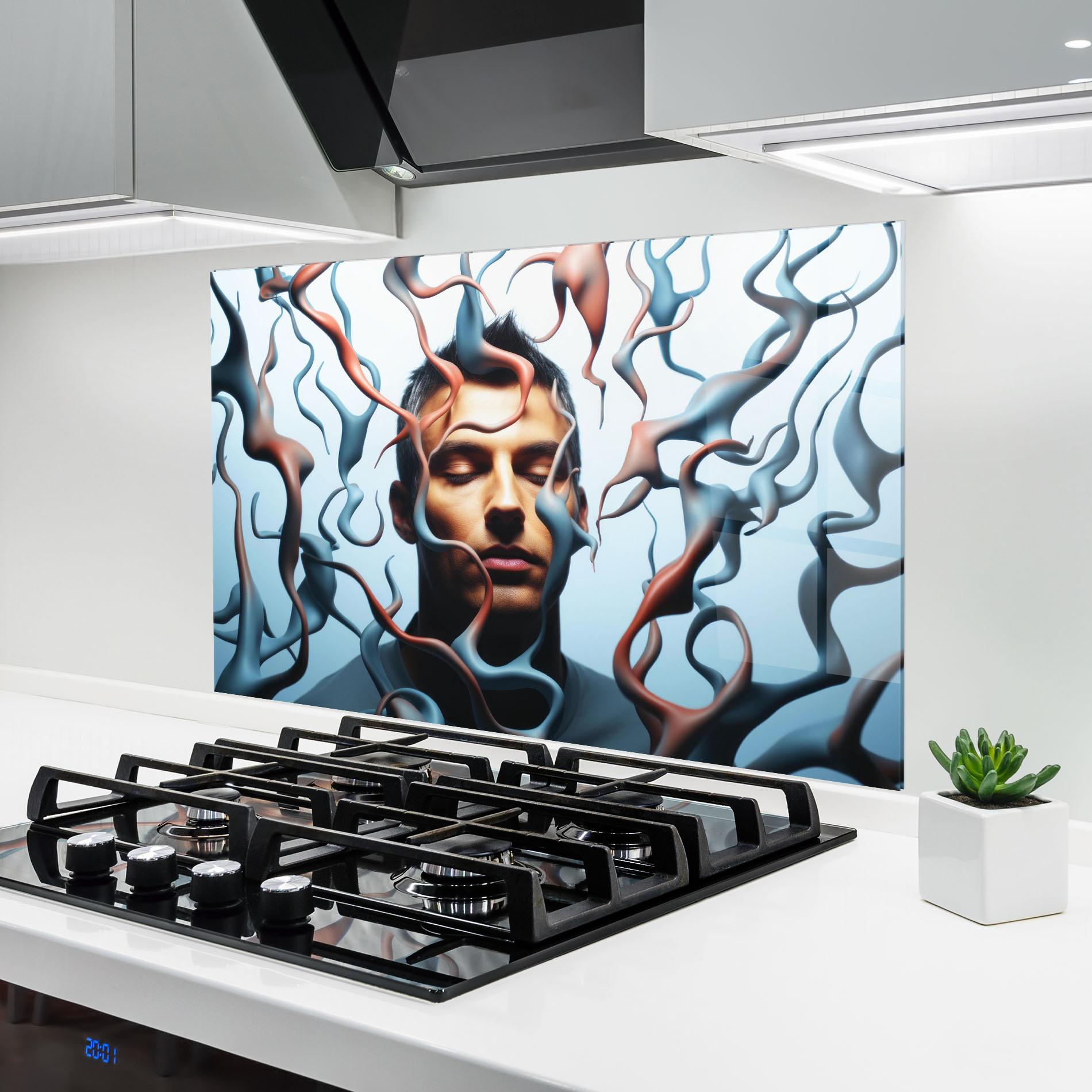 Panel Szklany do Kuchni Blue Red Swirls mockup 6