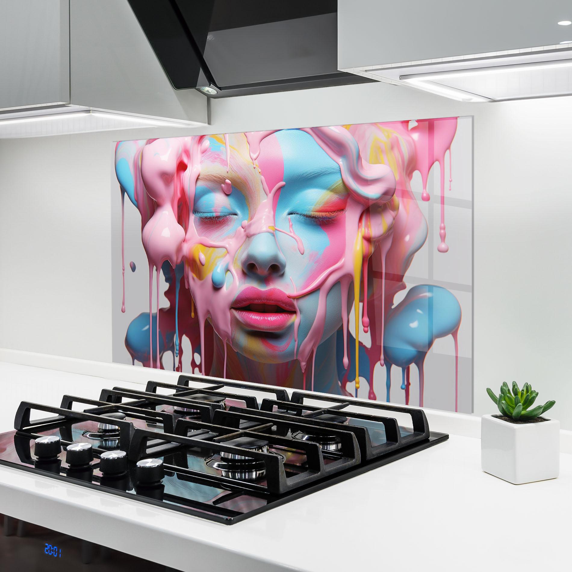 Panel Szklany do Kuchni Colorful Face Paint mockup 6