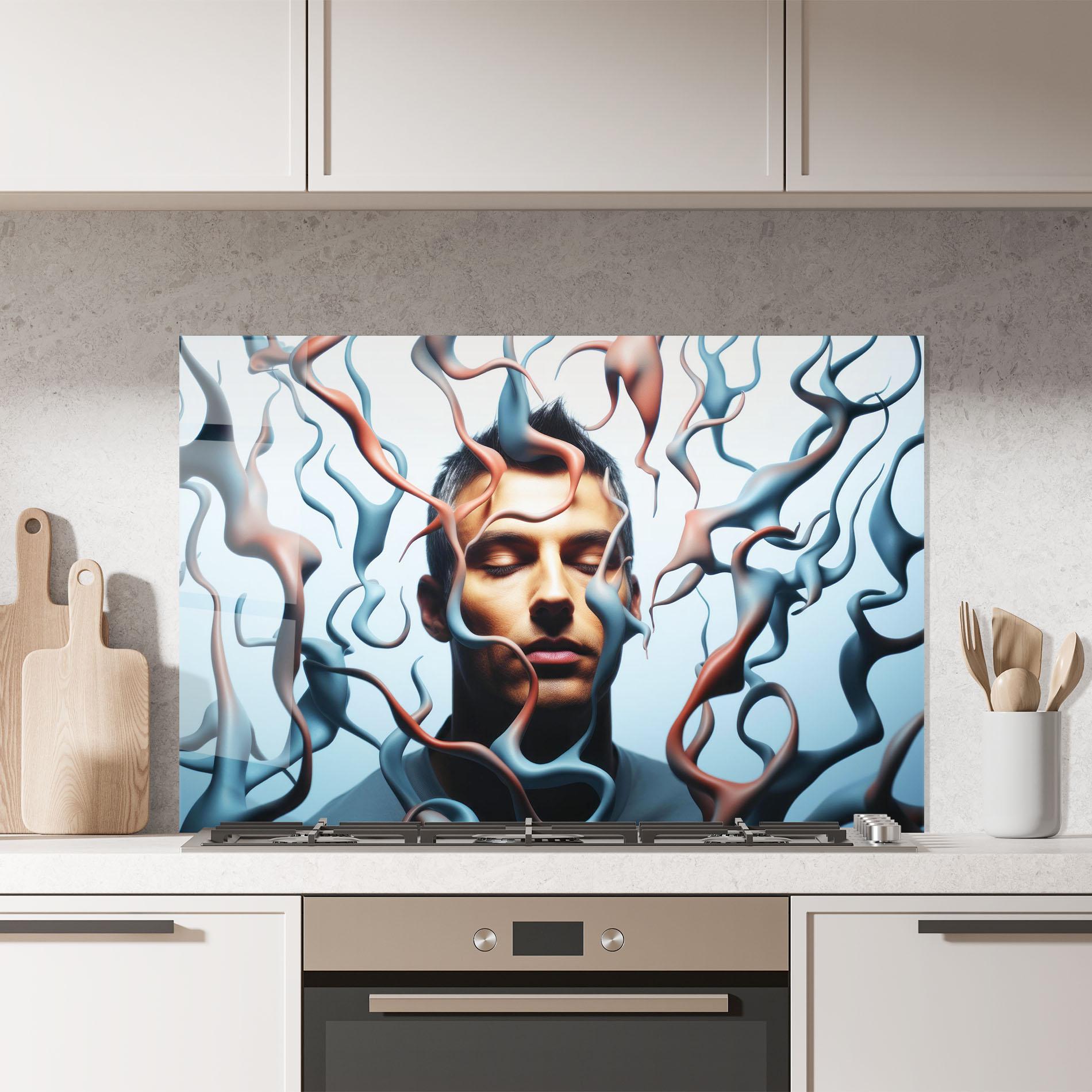 Panel Szklany do Kuchni Blue Red Swirls mockup 7