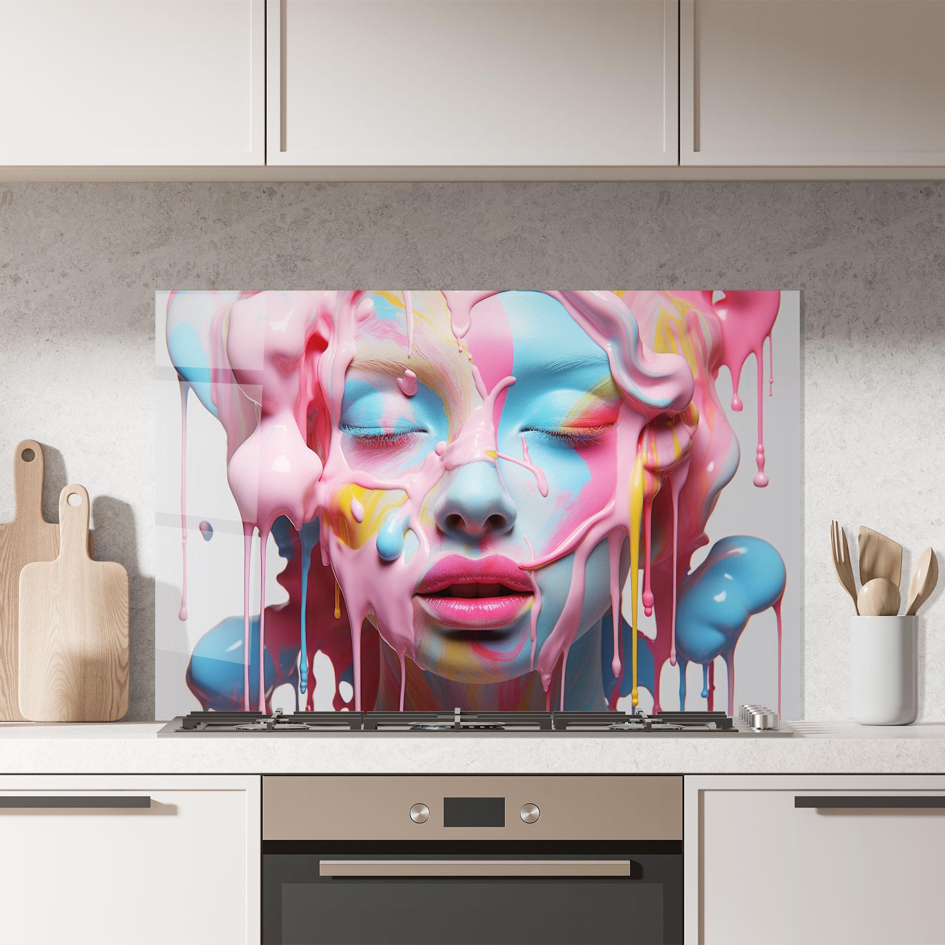 Panel Szklany do Kuchni Colorful Face Paint mockup 7