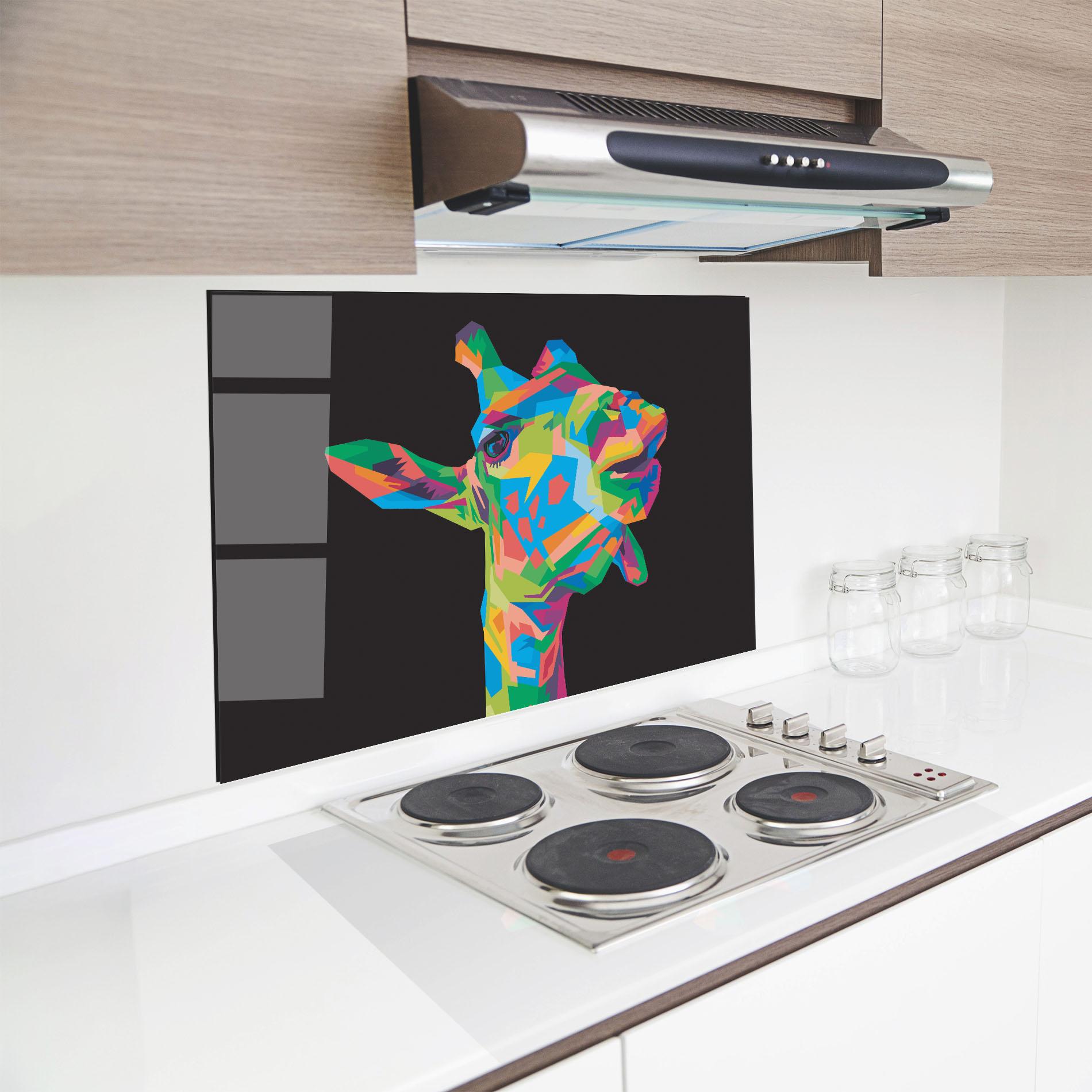 Panel Szklany do Kuchni Colorful Art Giraffe mockup 8