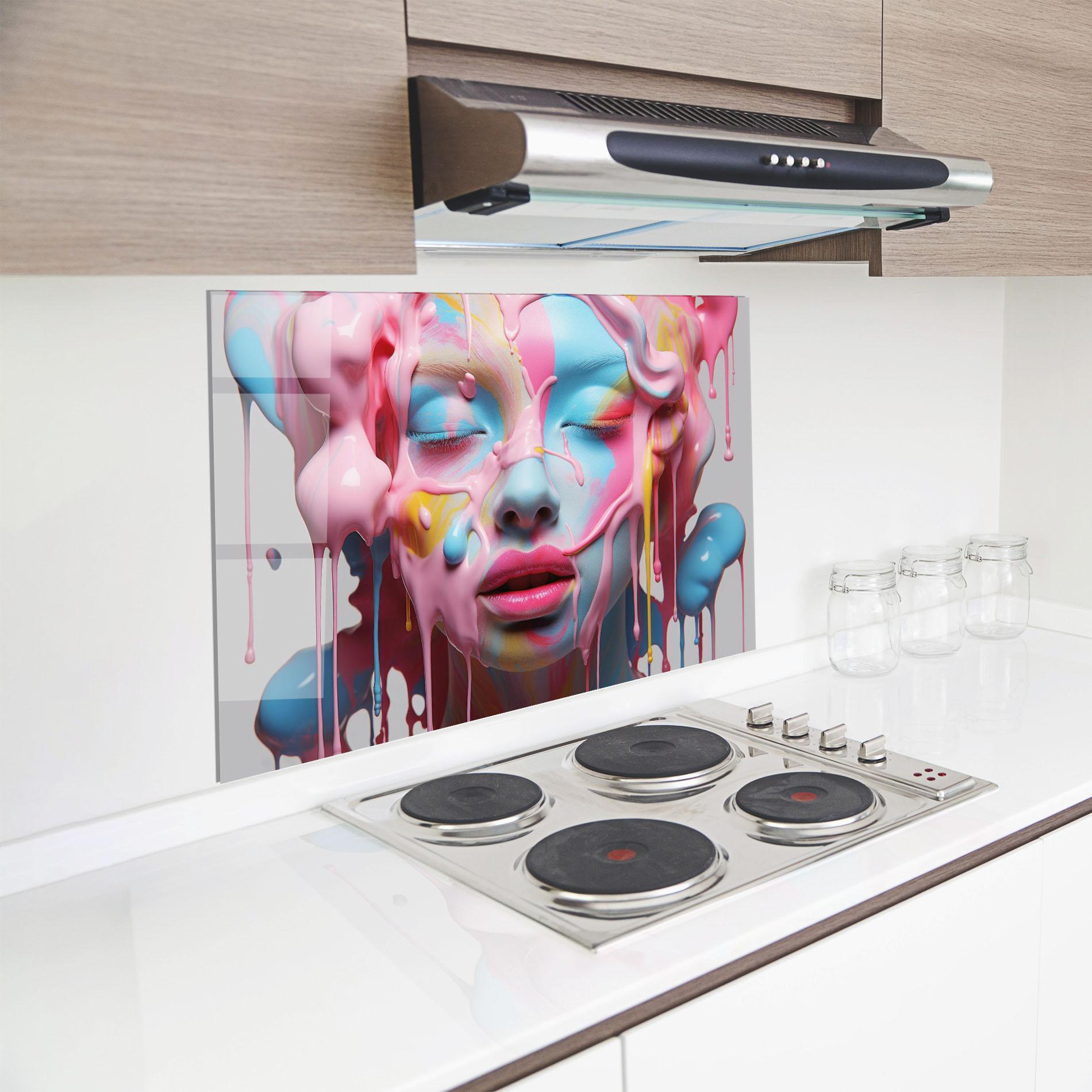 Panel Szklany do Kuchni Colorful Face Paint mockup 8