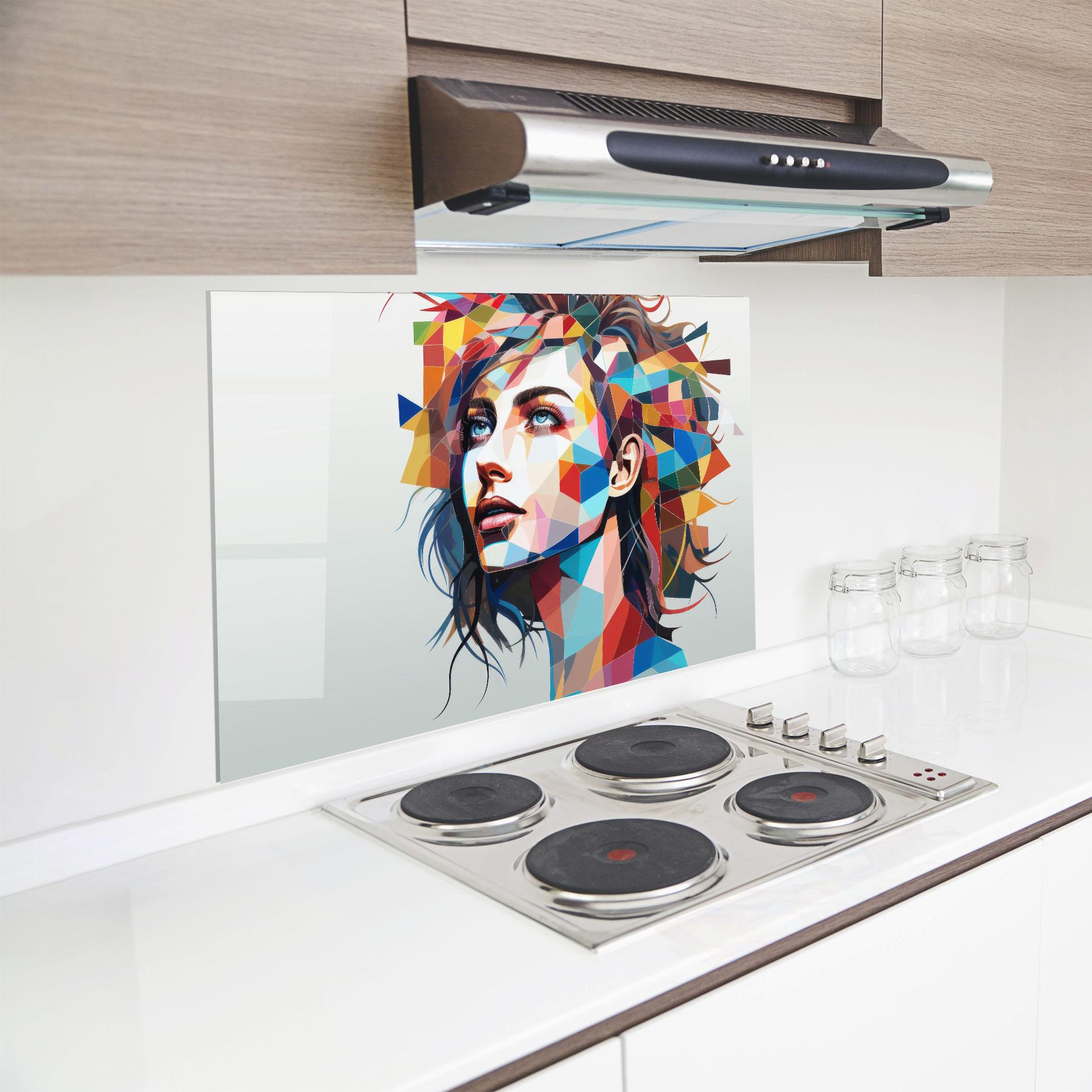 Panel Szklany do Kuchni Geometric Shapes Hair mockup 8