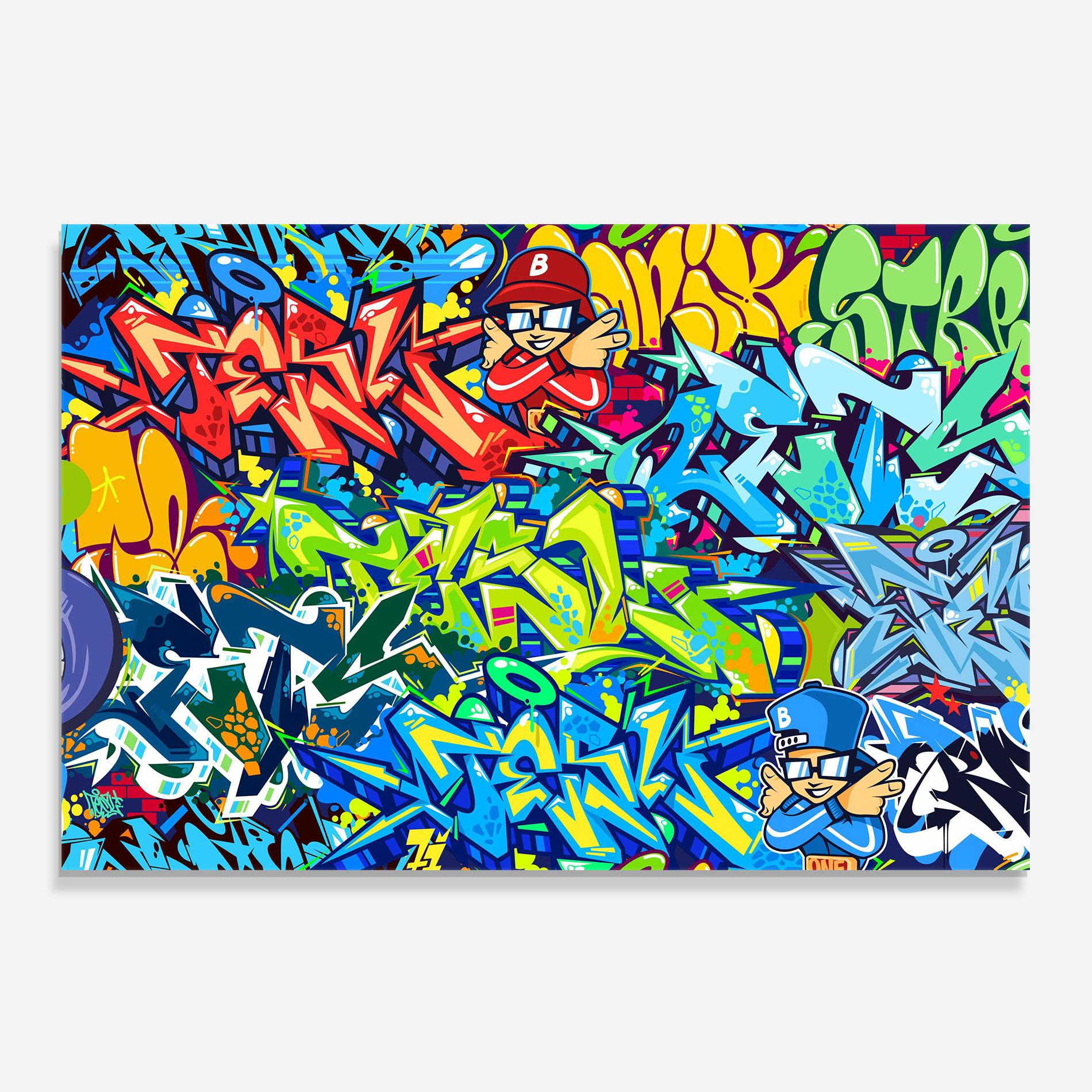 Panel Szklany do Kuchni Colorful Graffiti mockup 0