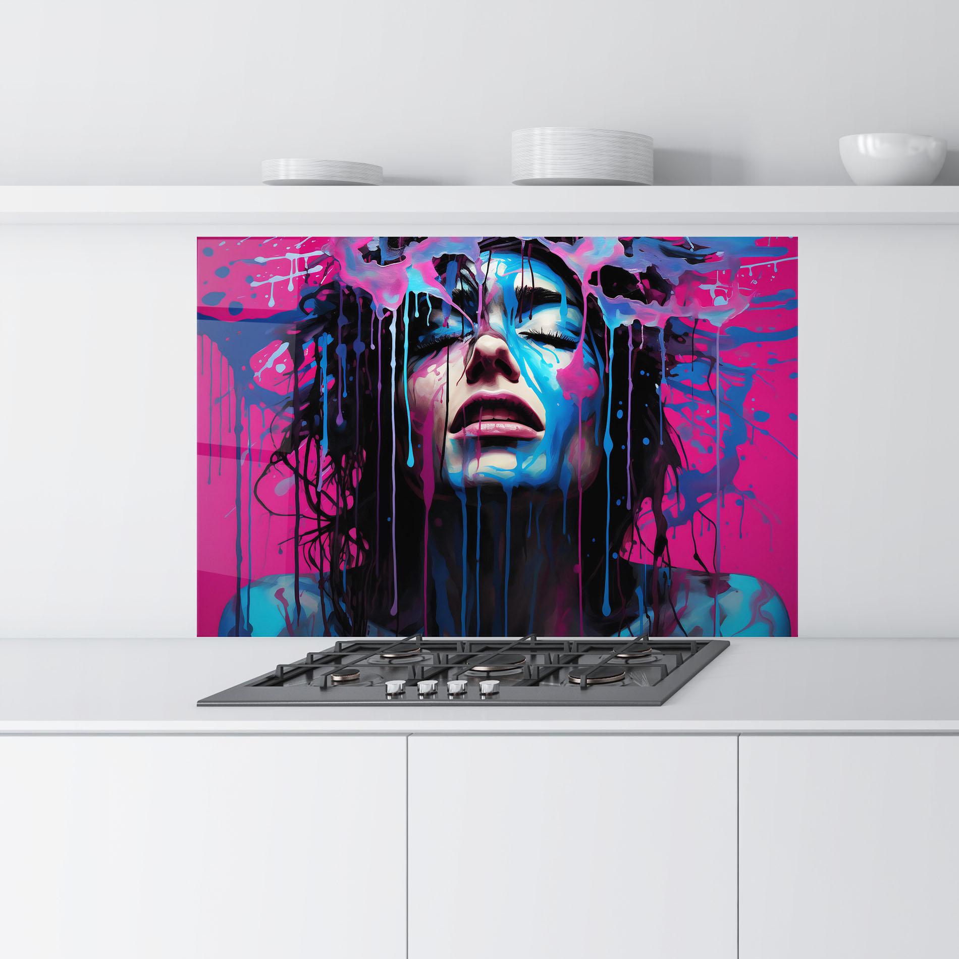 Panel Szklany do Kuchni Blue Pink Woman mockup 9