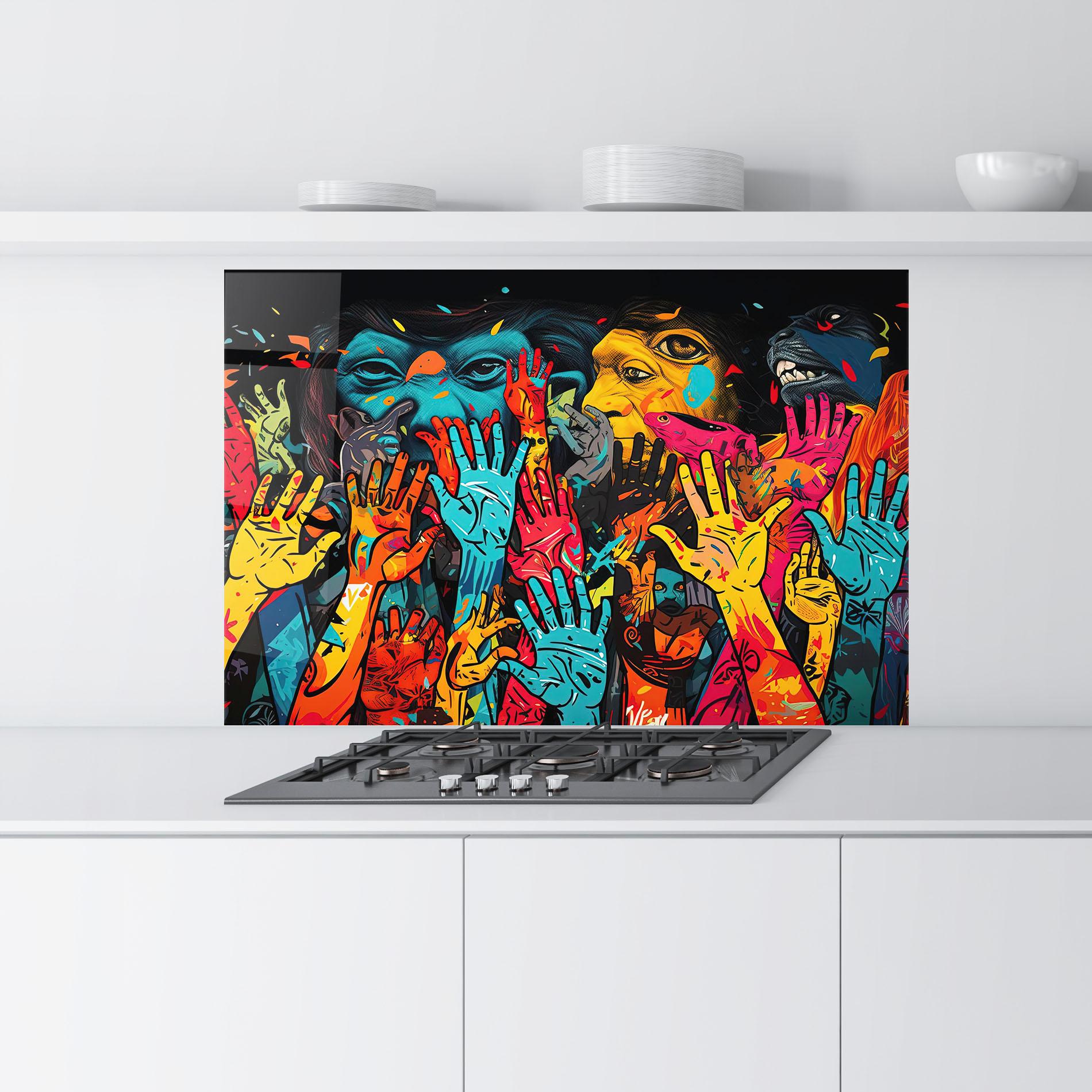 Panel Szklany do Kuchni Colorful Hands mockup 9