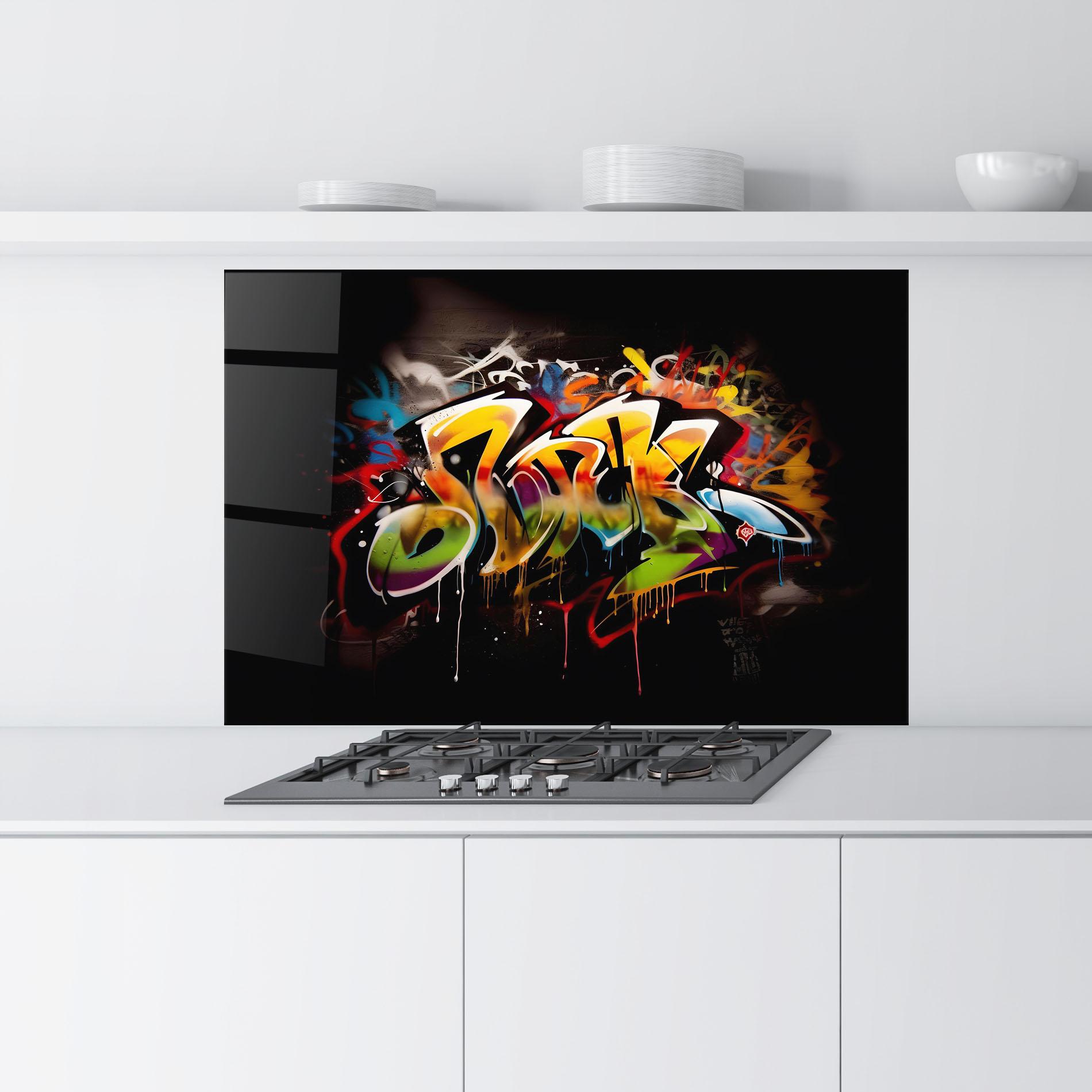 Panel Szklany do Kuchni Graffiti Style Wall mockup 9