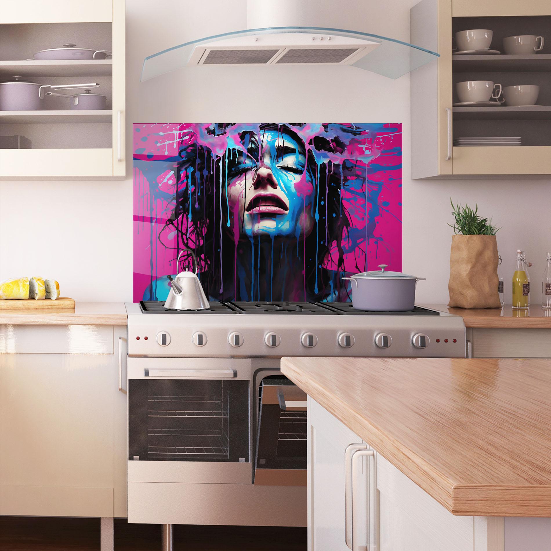Panel Szklany do Kuchni Blue Pink Woman mockup 1