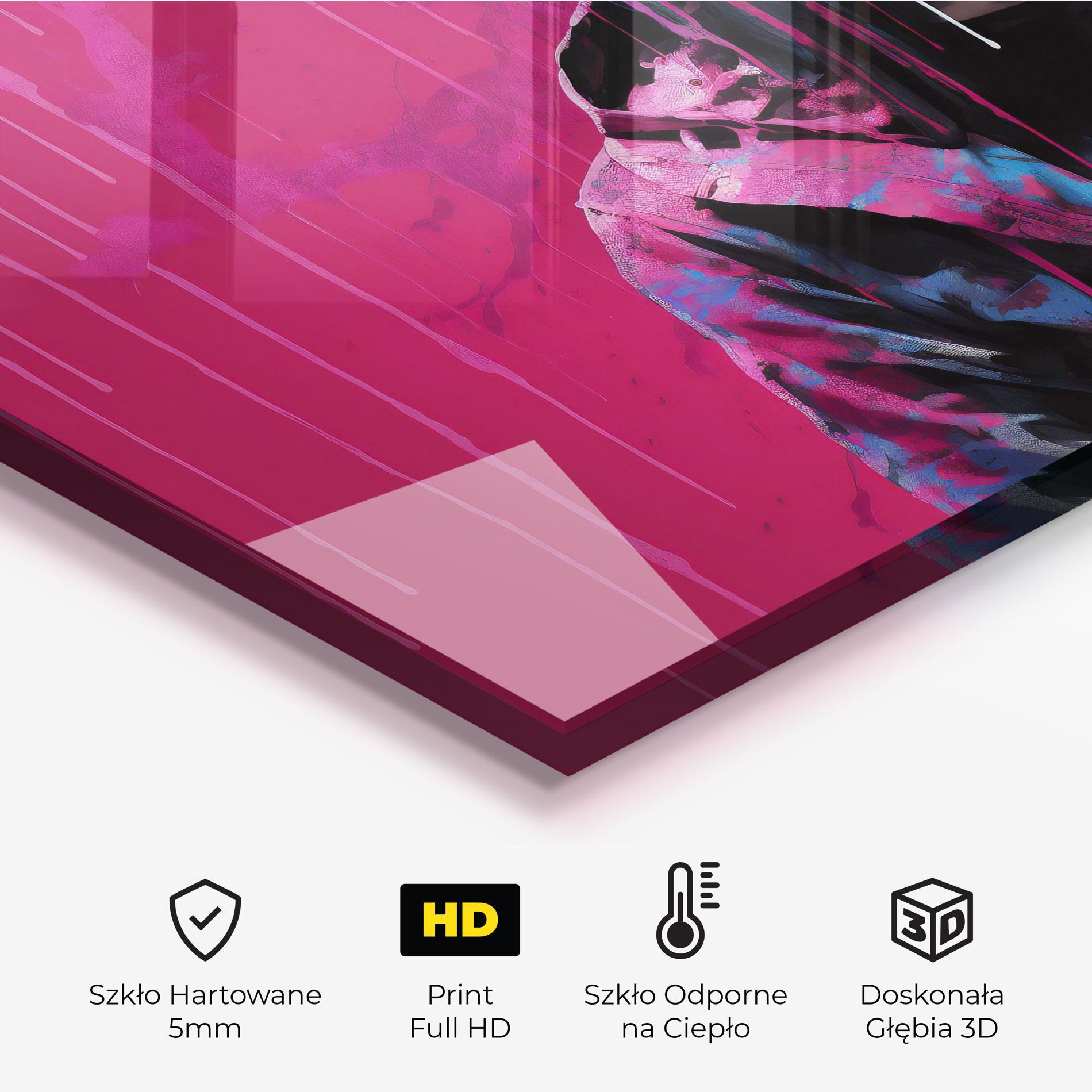 Panel Szklany do Kuchni Blue Pink Falling Paint mockup 2