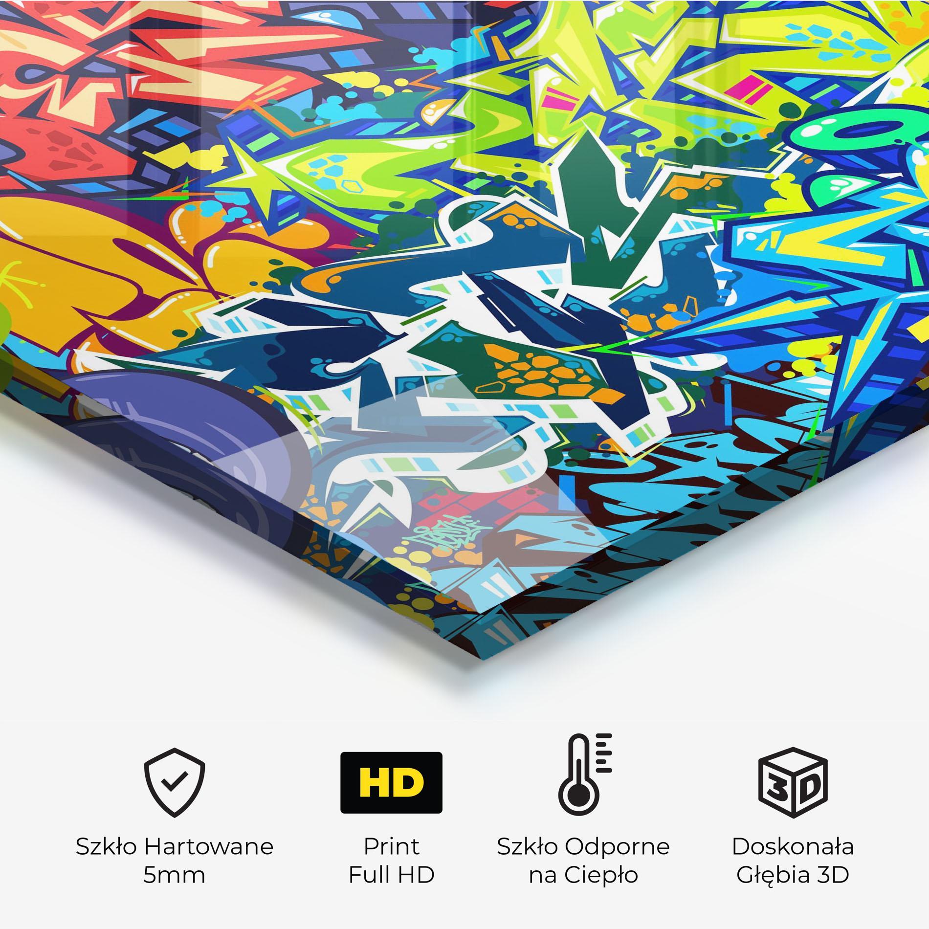 Panel Szklany do Kuchni Colorful Graffiti mockup 2