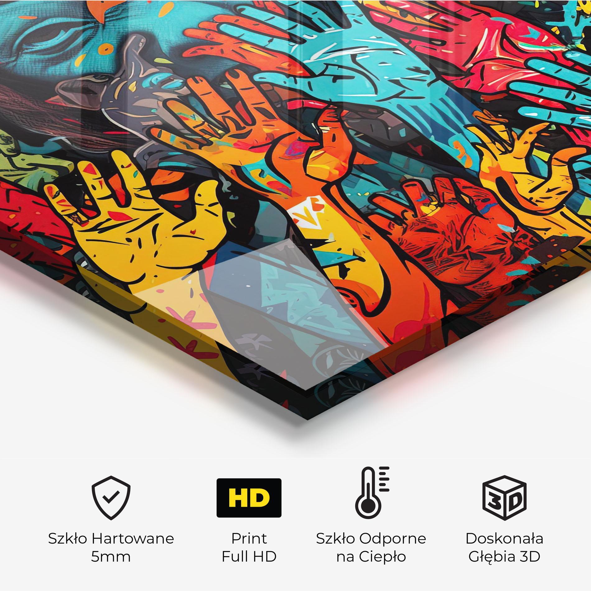 Panel Szklany do Kuchni Colorful Hands mockup 2