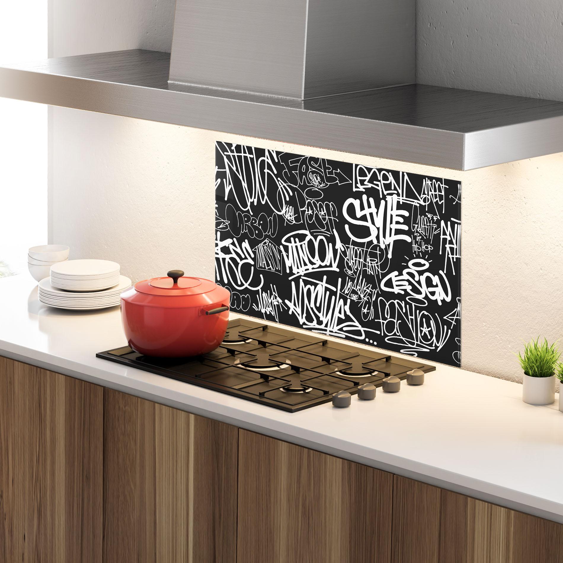 Panel Szklany do Kuchni Graffiti Tags mockup 4