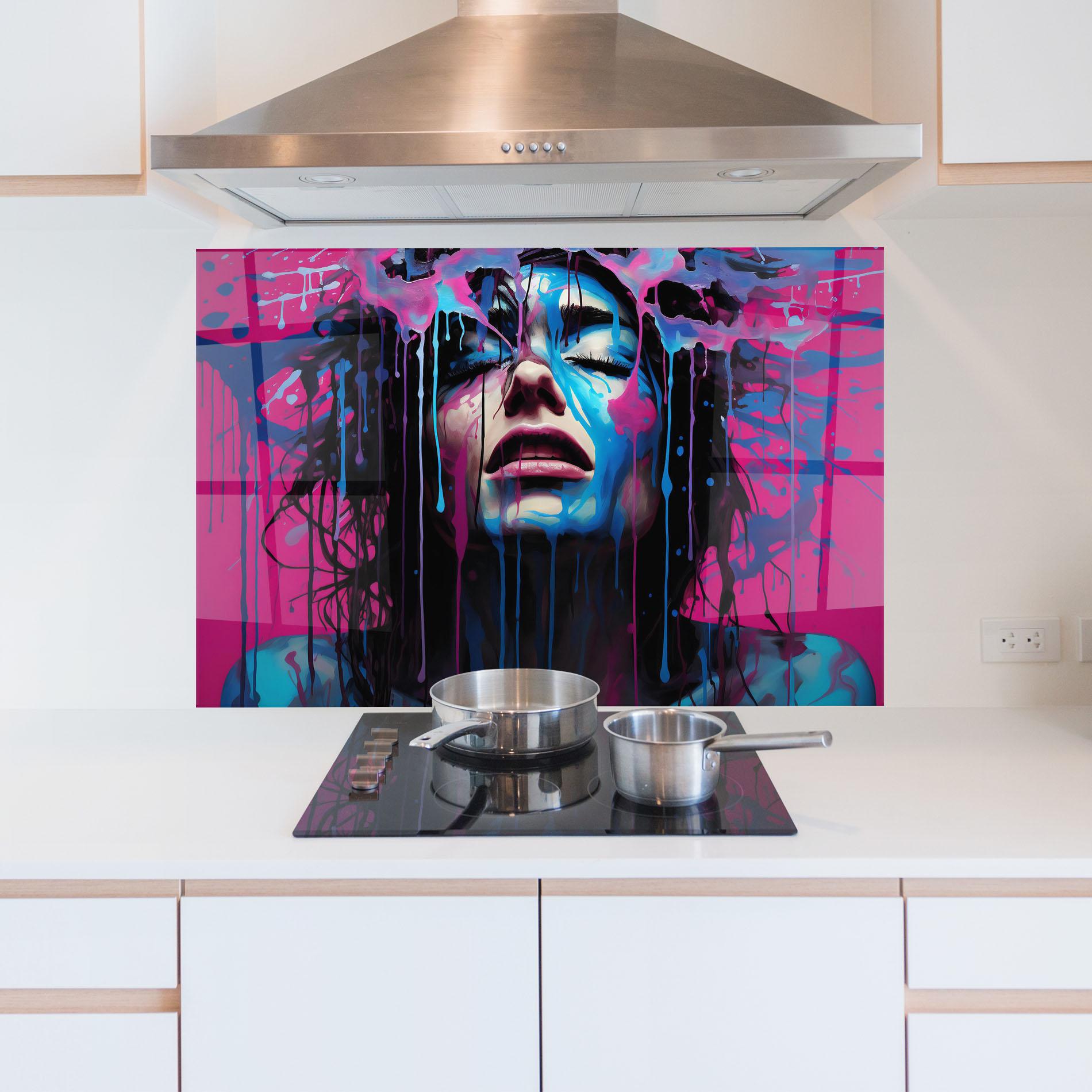 Panel Szklany do Kuchni Blue Pink Woman mockup 5