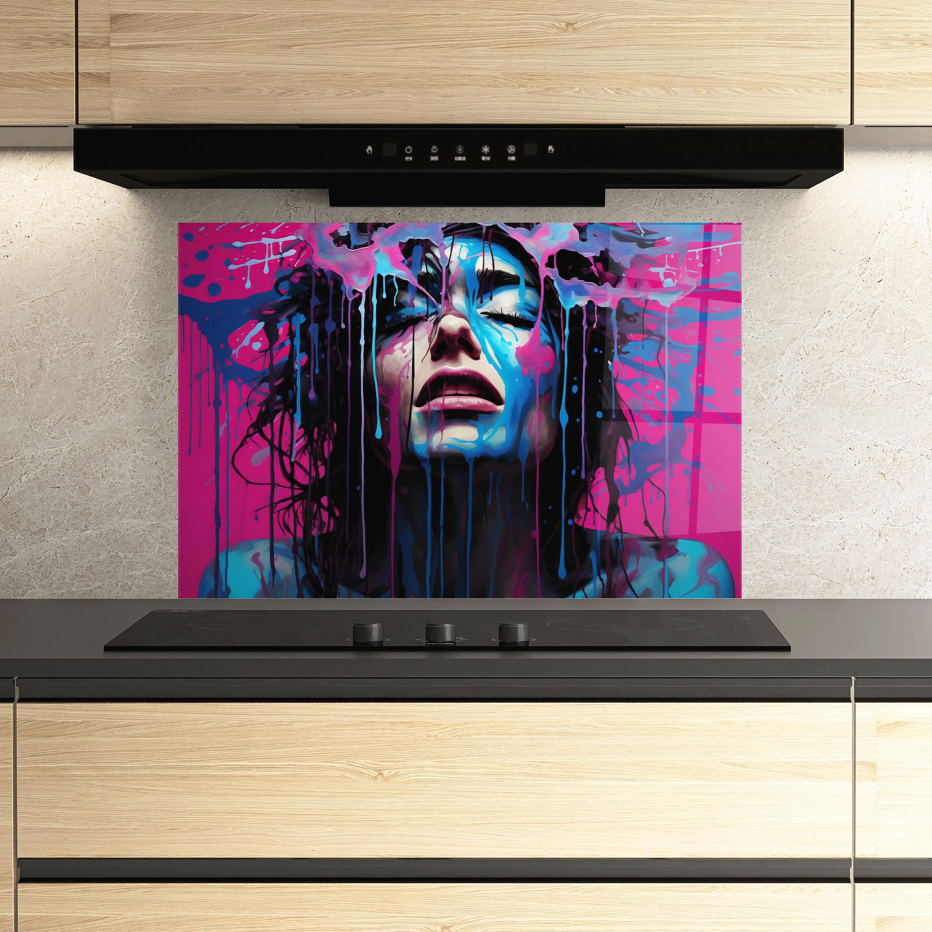 Panel Szklany do Kuchni Blue Pink Woman mockup 3