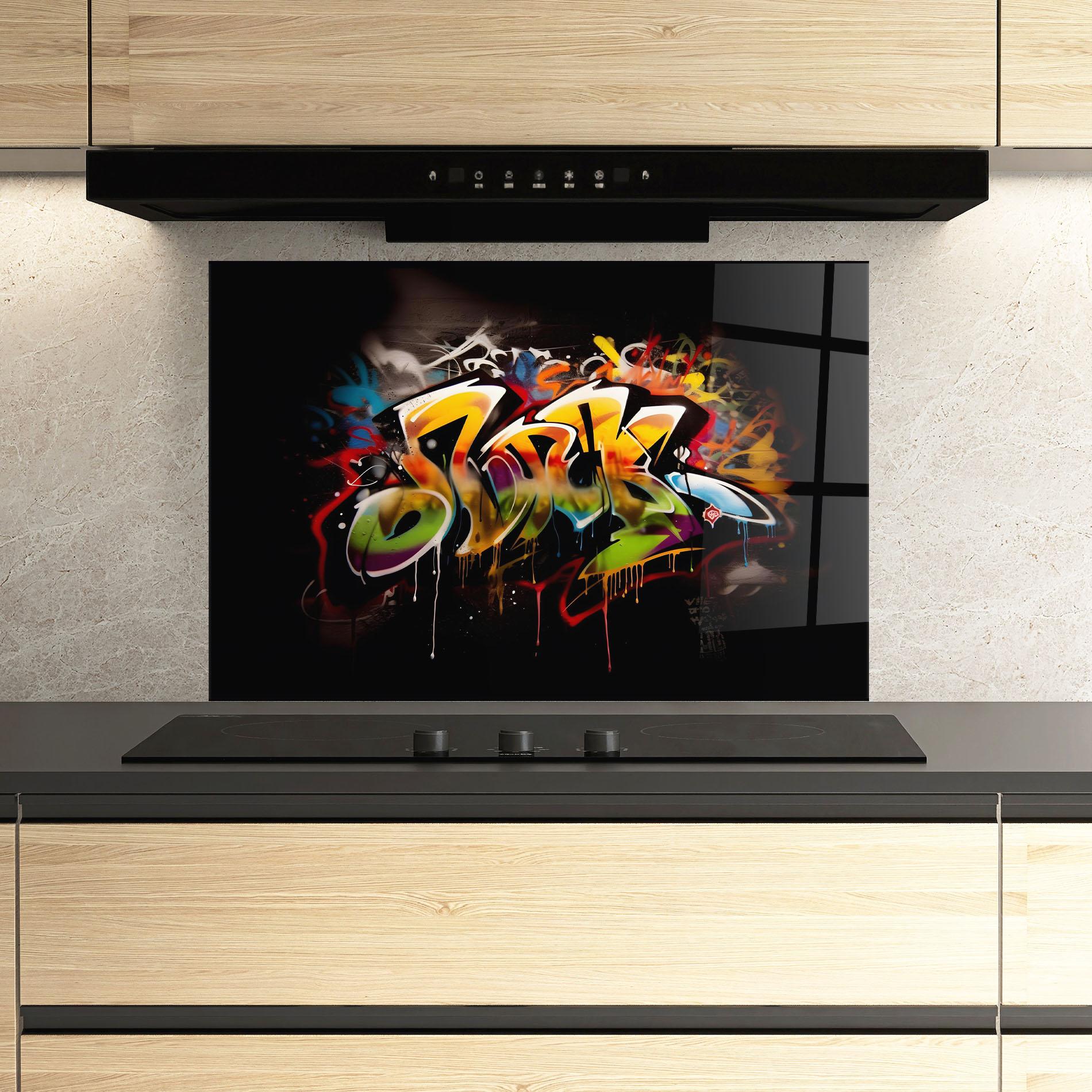 Panel Szklany do Kuchni Graffiti Style Wall mockup 3