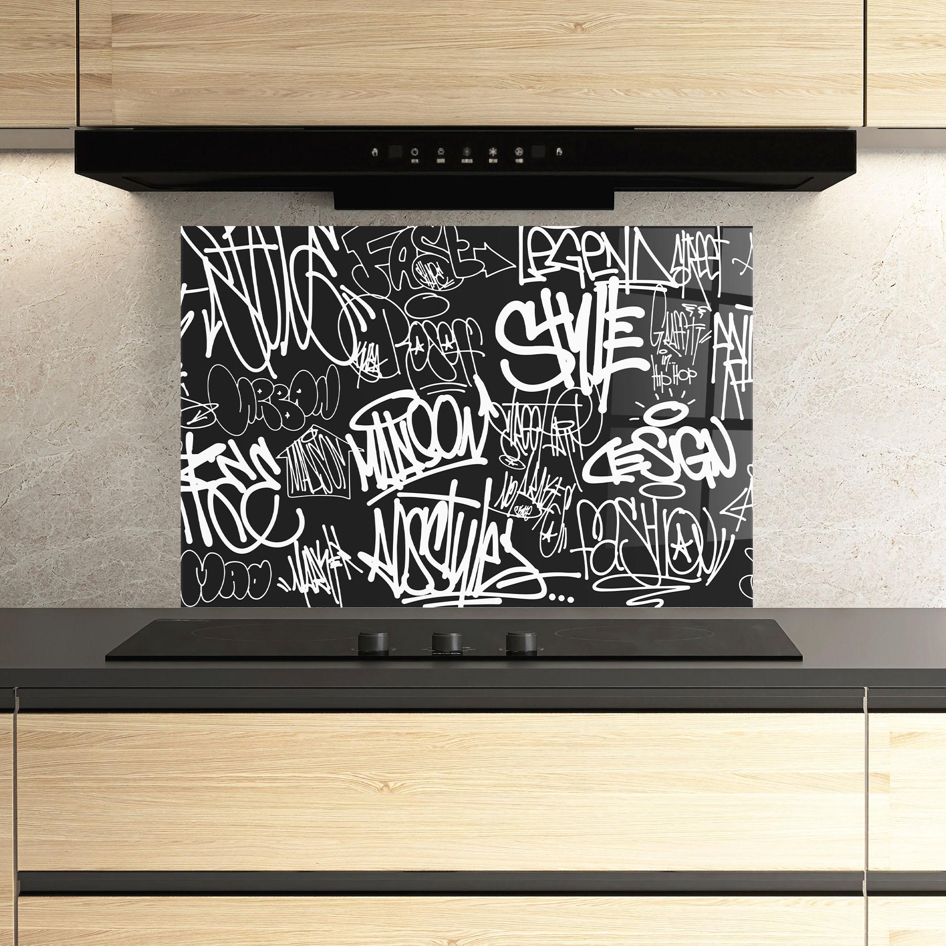 Panel Szklany do Kuchni Graffiti Tags mockup 3