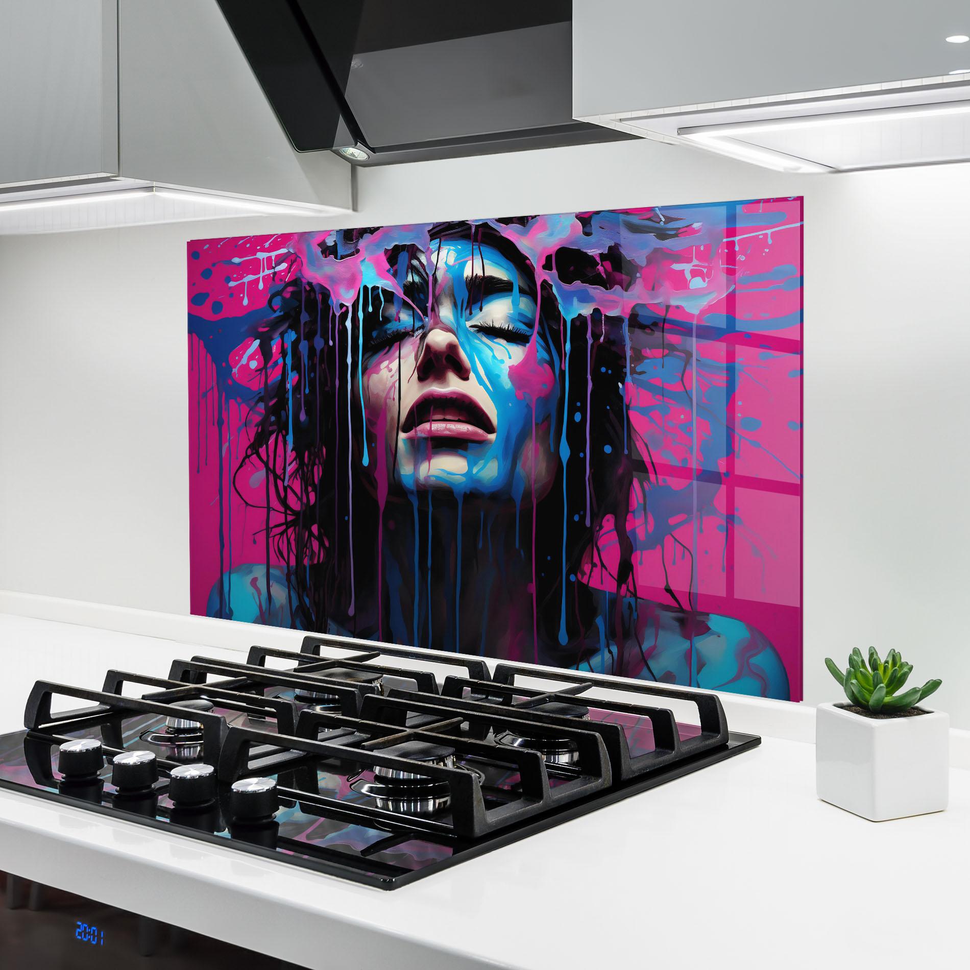 Panel Szklany do Kuchni Blue Pink Woman mockup 6