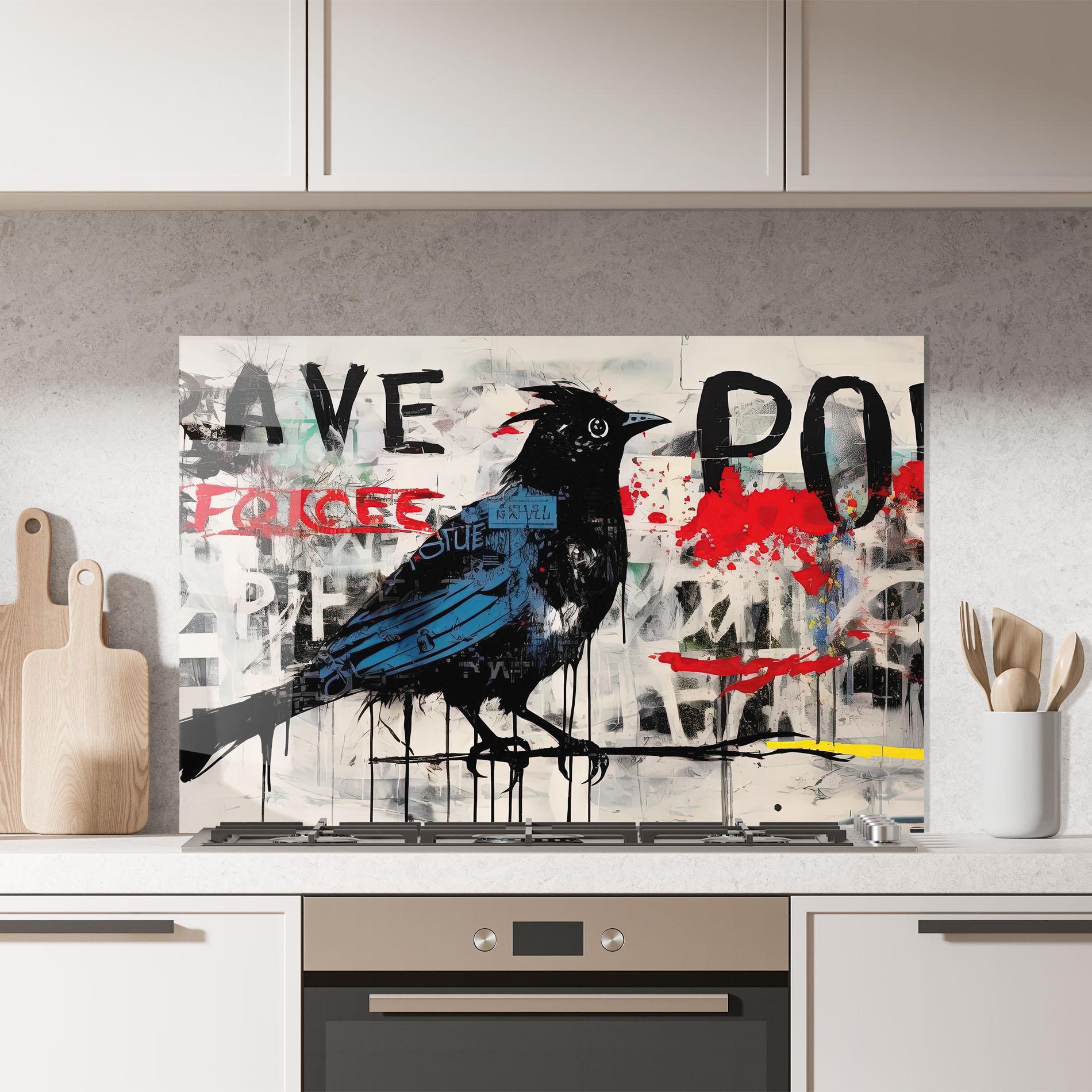 Panel Szklany do Kuchni Blue Bird Doodle mockup 7