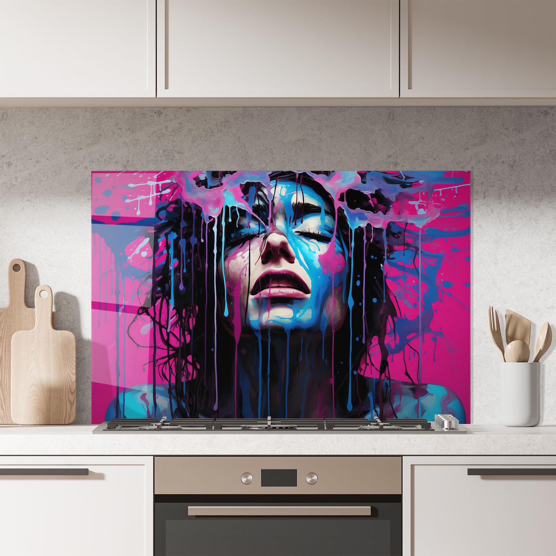 Panel Szklany do Kuchni Blue Pink Woman mockup 7