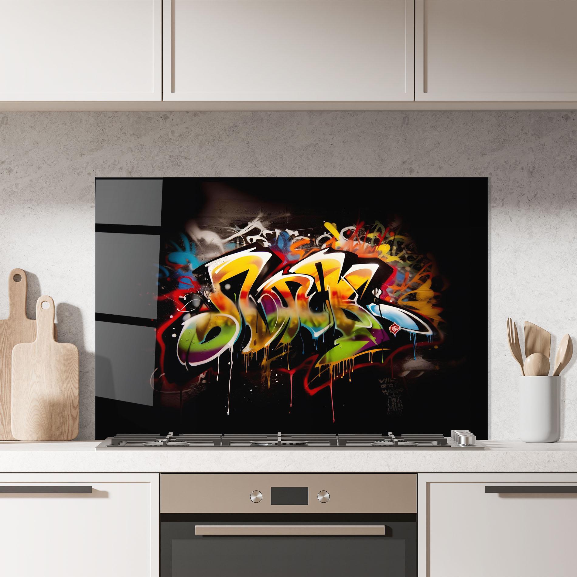 Panel Szklany do Kuchni Graffiti Style Wall mockup 7