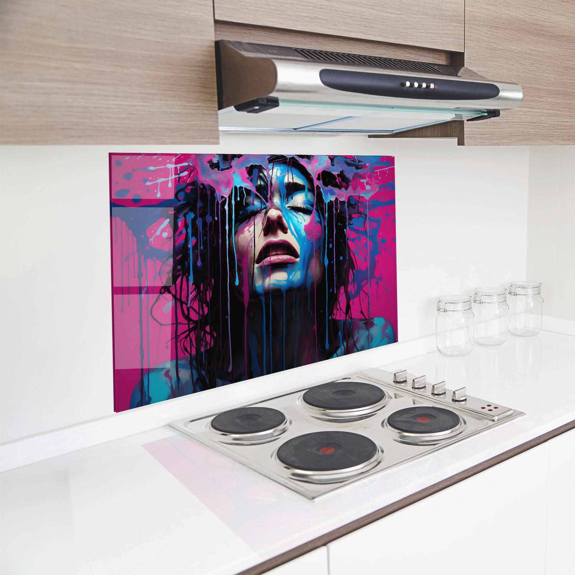 Panel Szklany do Kuchni Blue Pink Woman mockup 8