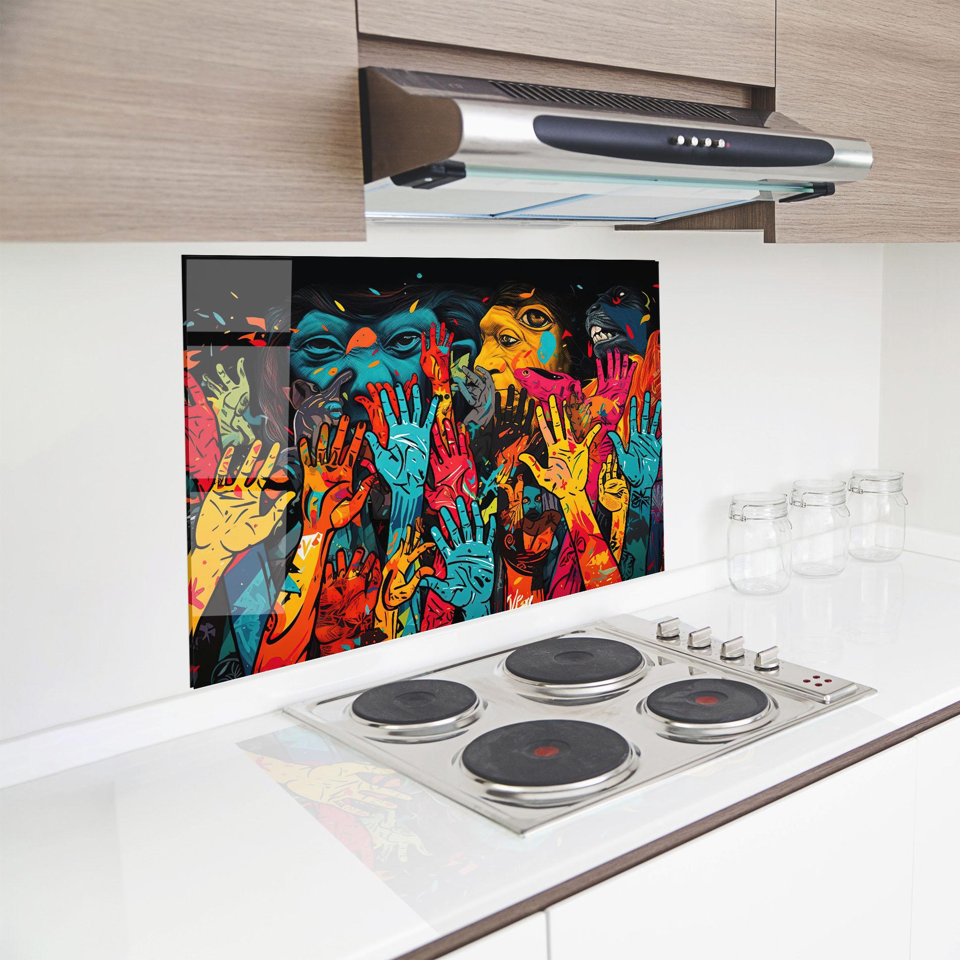 Panel Szklany do Kuchni Colorful Hands mockup 8