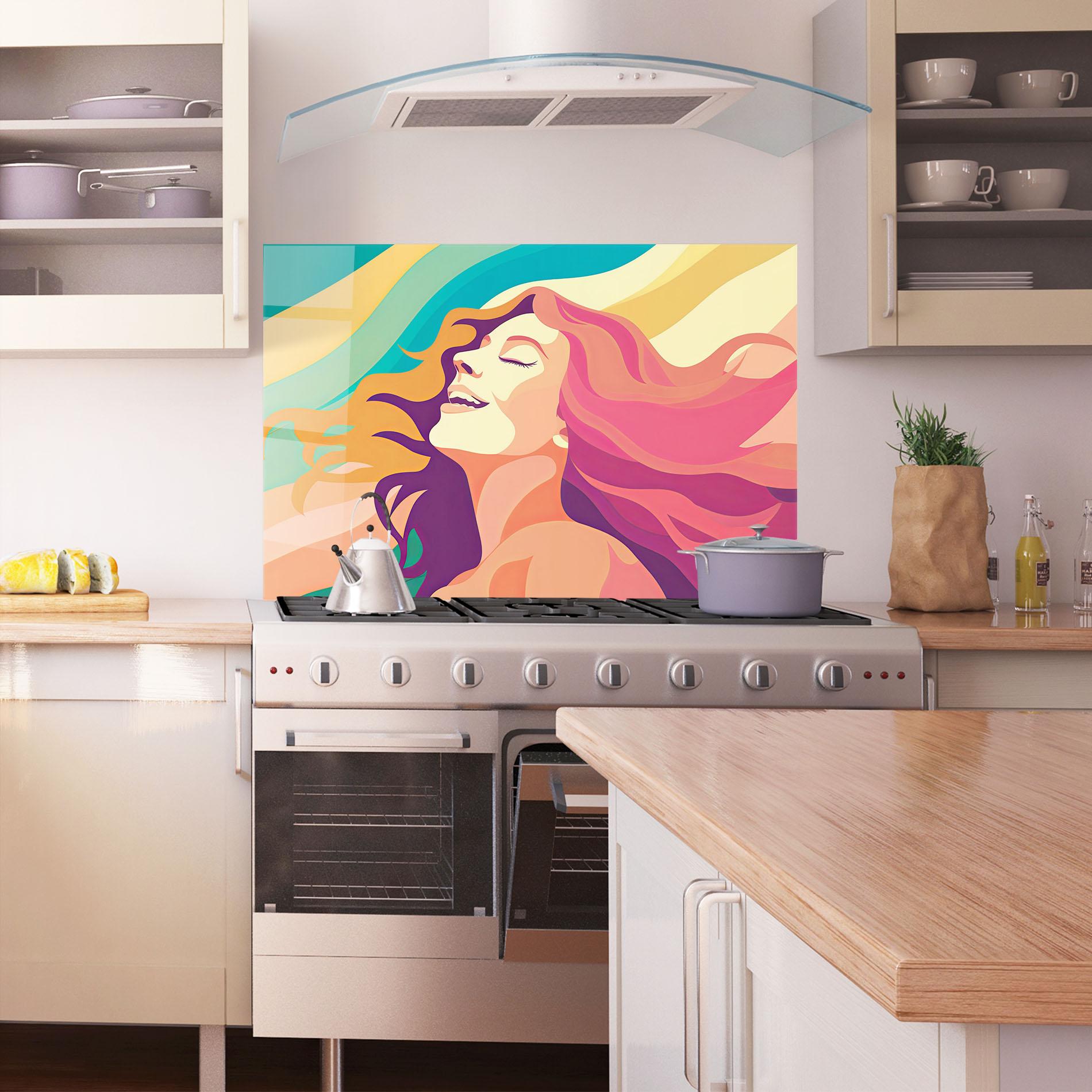 Panel Szklany do Kuchni Pink Pop Hair mockup 1