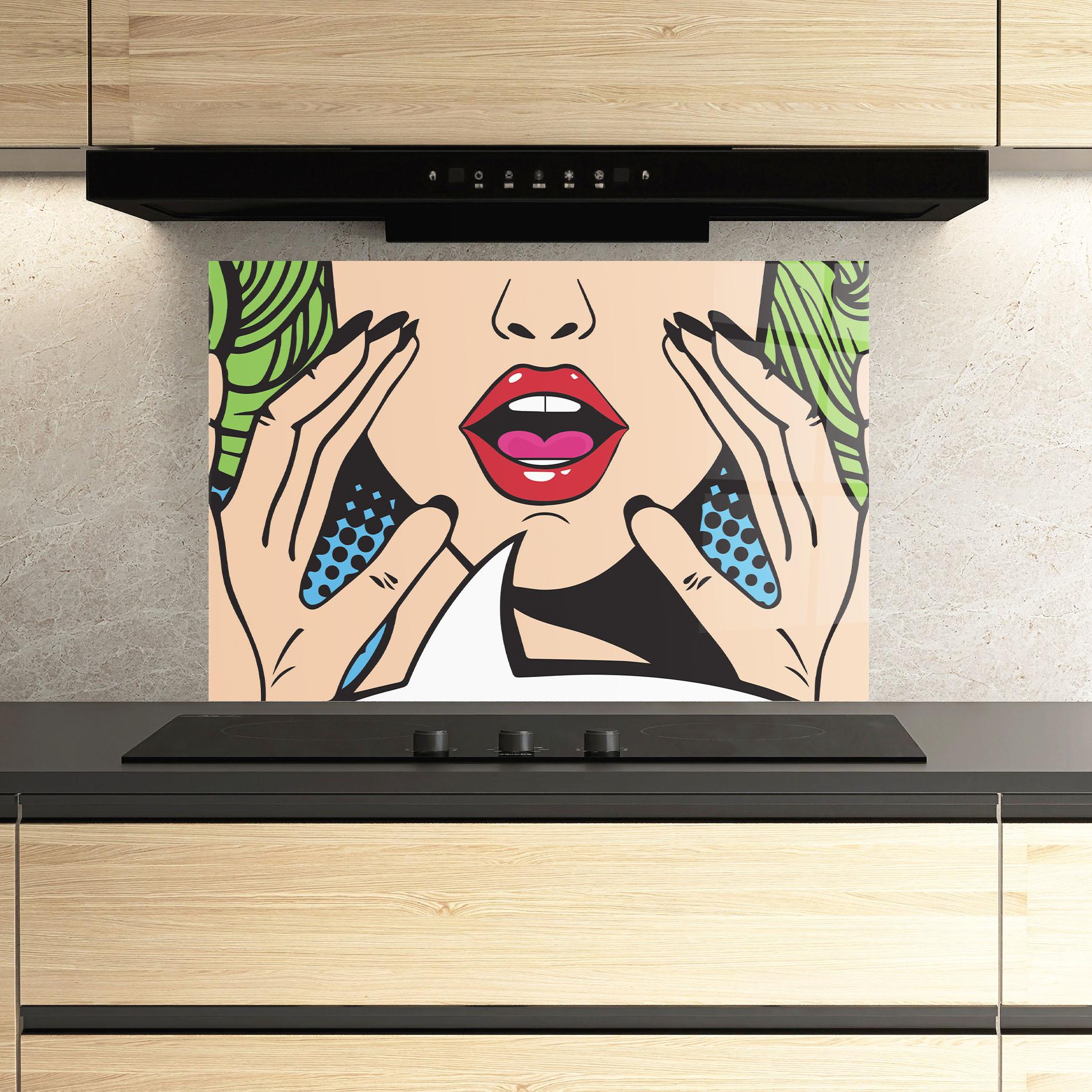 Panel Szklany do Kuchni Speaking Pop Art mockup 3