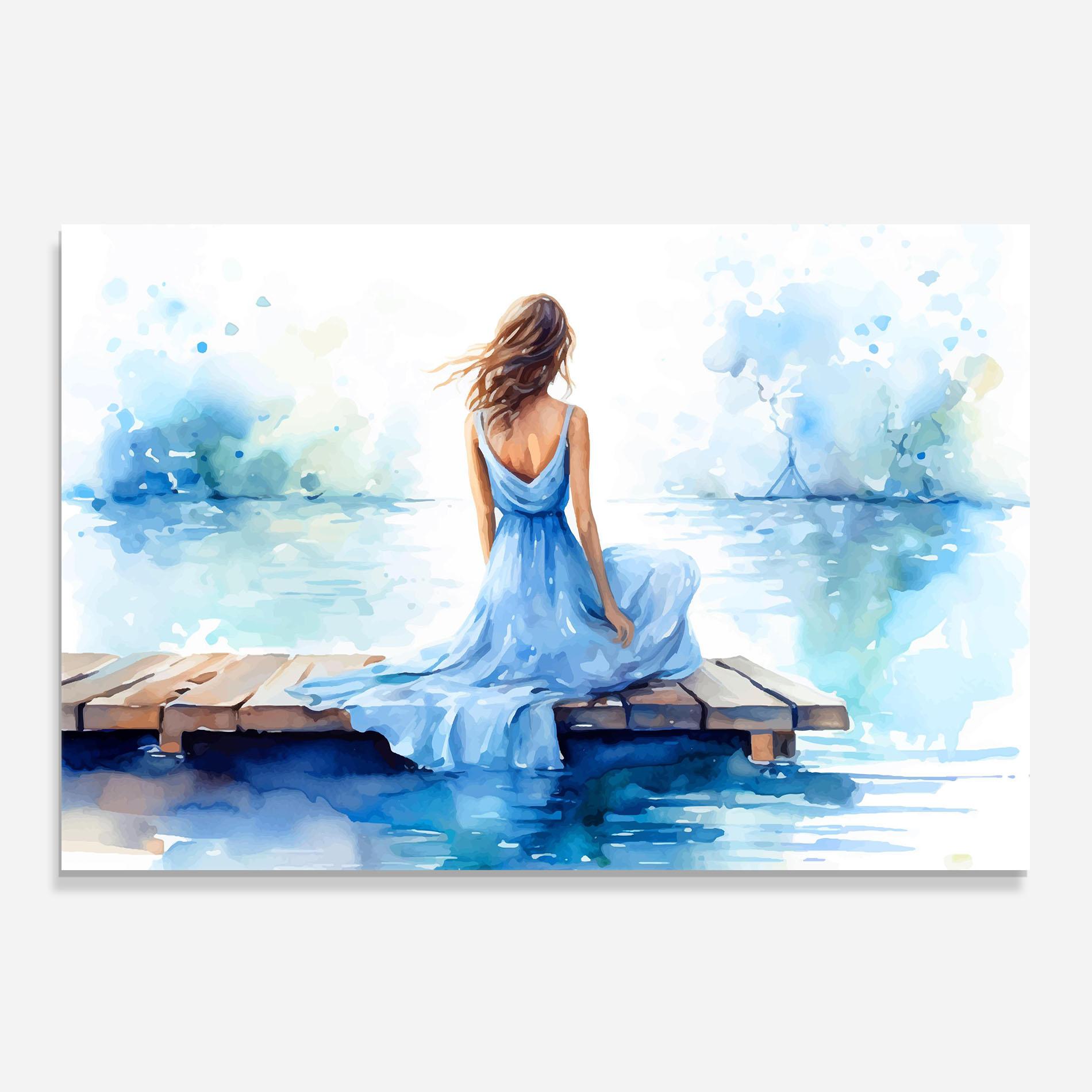 Panel Szklany do Kuchni Lake Blue Woman mockup 0
