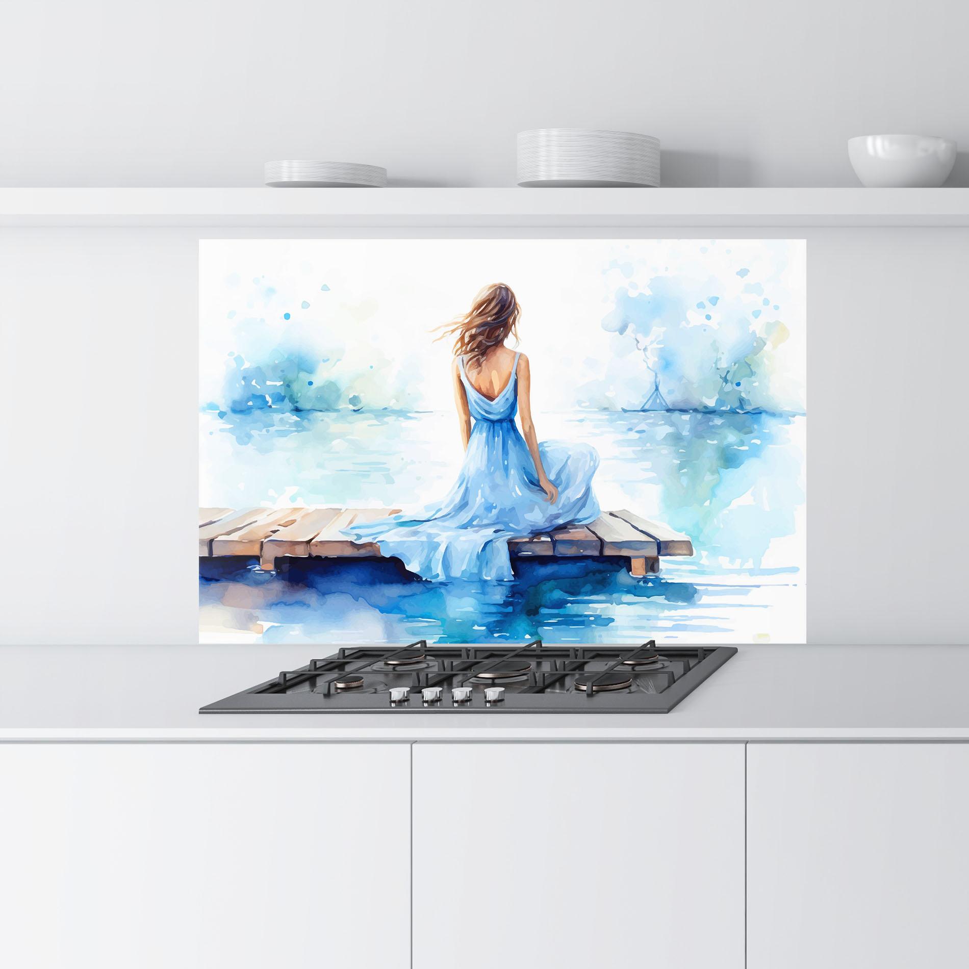 Panel Szklany do Kuchni Lake Blue Woman mockup 9