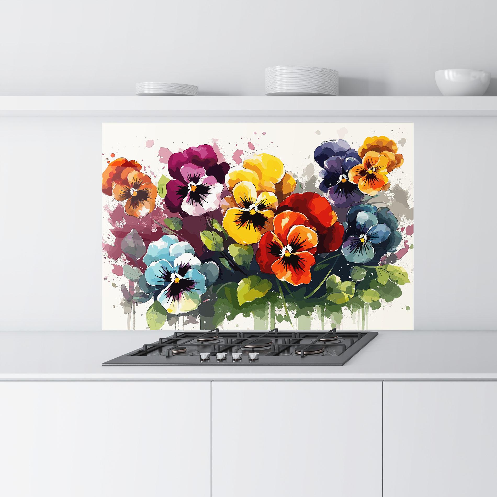 Panel Szklany do Kuchni Mix Paint Flowers mockup 9