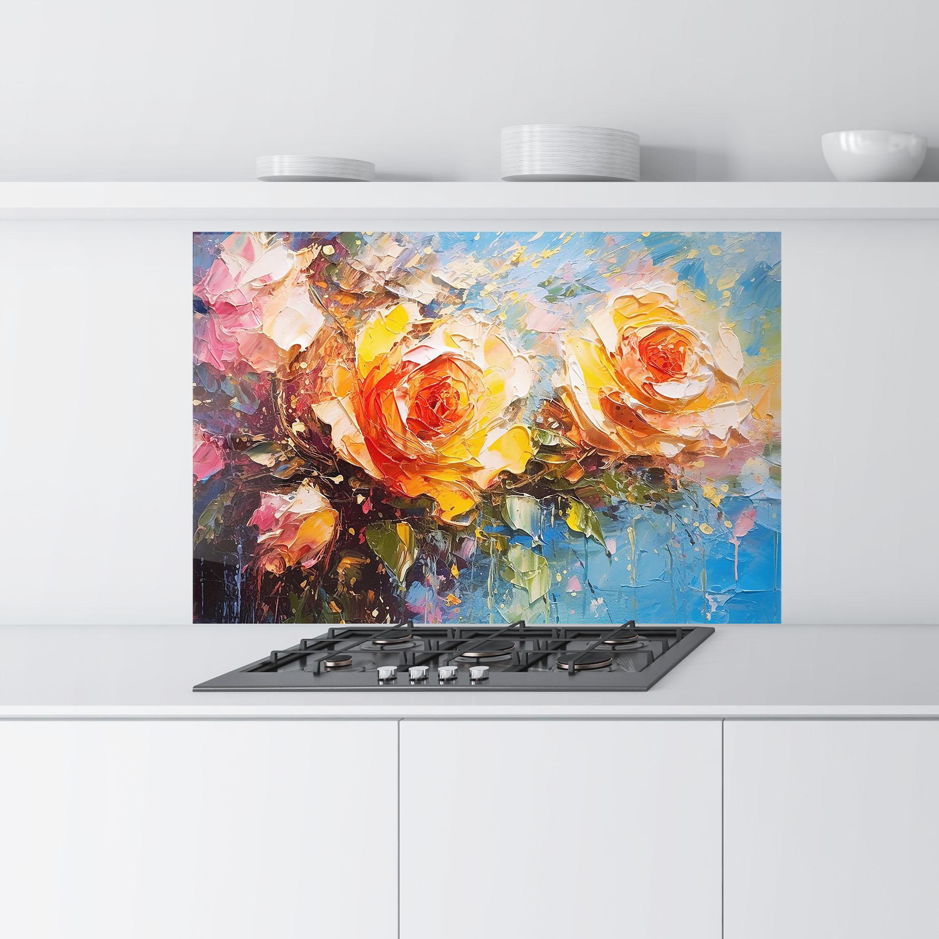 Panel Szklany do Kuchni Orange Roses Painting mockup 9