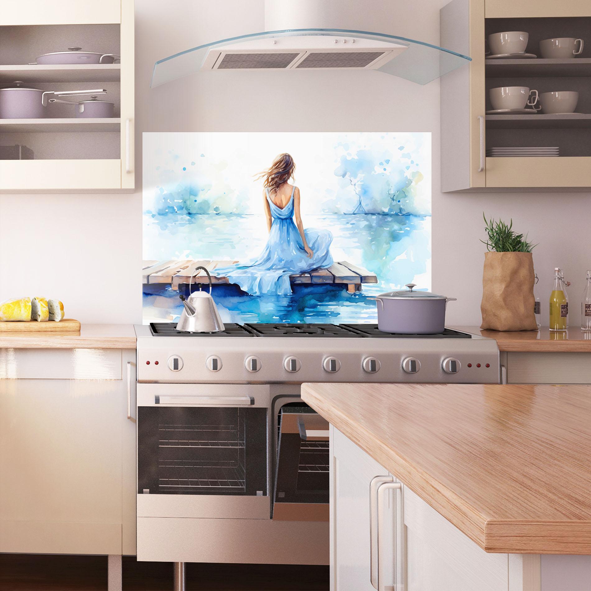 Panel Szklany do Kuchni Lake Blue Woman mockup 1