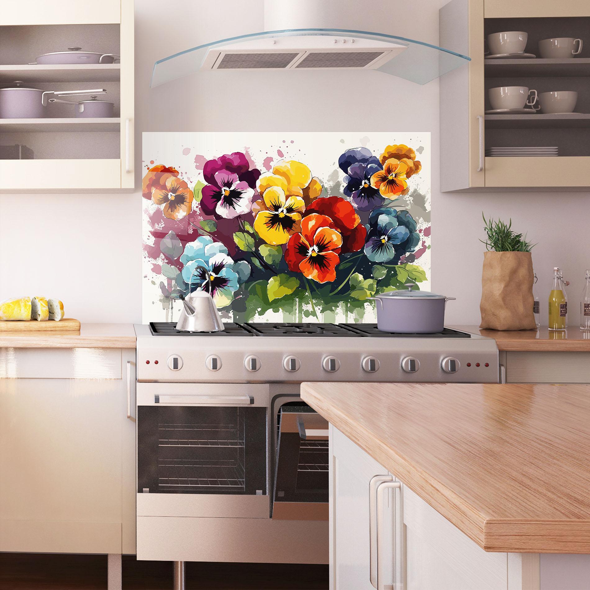 Panel Szklany do Kuchni Mix Paint Flowers mockup 1