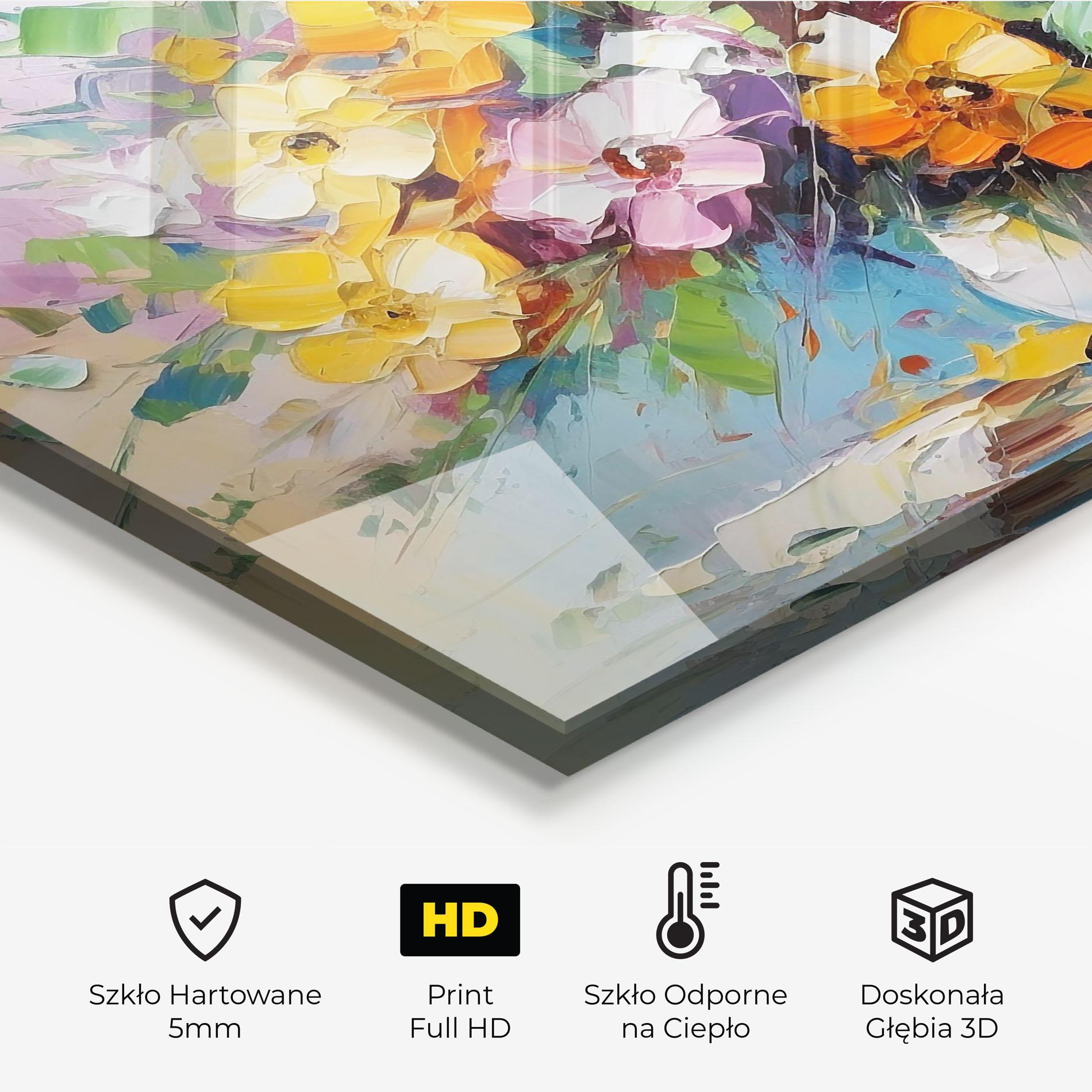Panel Szklany do Kuchni Colorfull Flowers Painting mockup 2