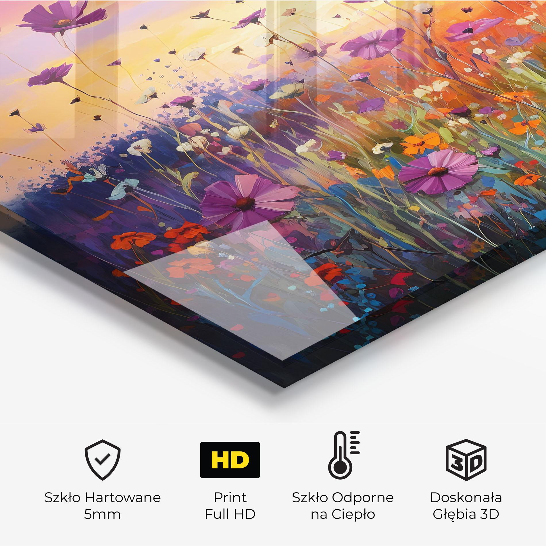 Panel Szklany do Kuchni Dreamy Field Flowers mockup 2