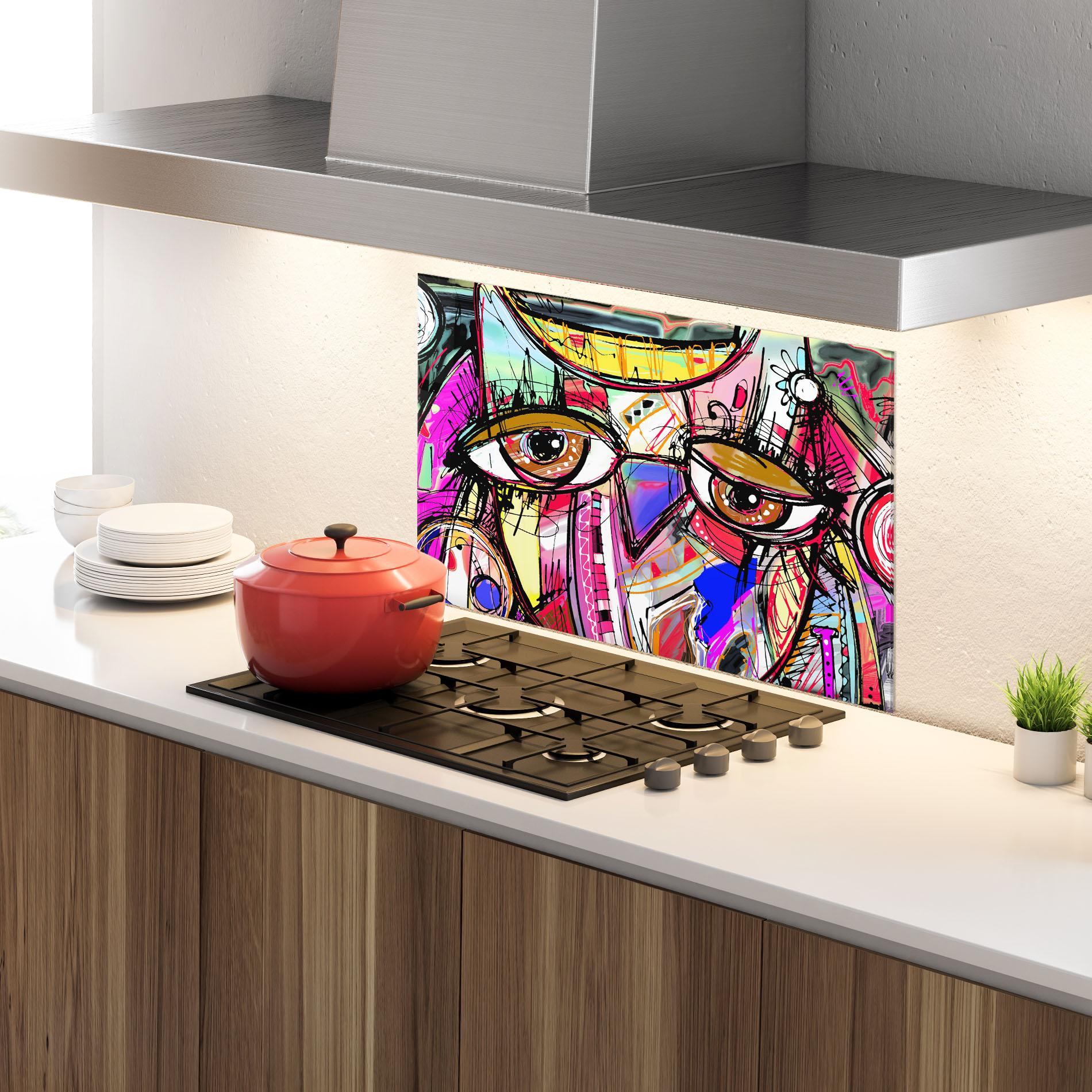 Panel Szklany do Kuchni Color Mix Eyes mockup 4