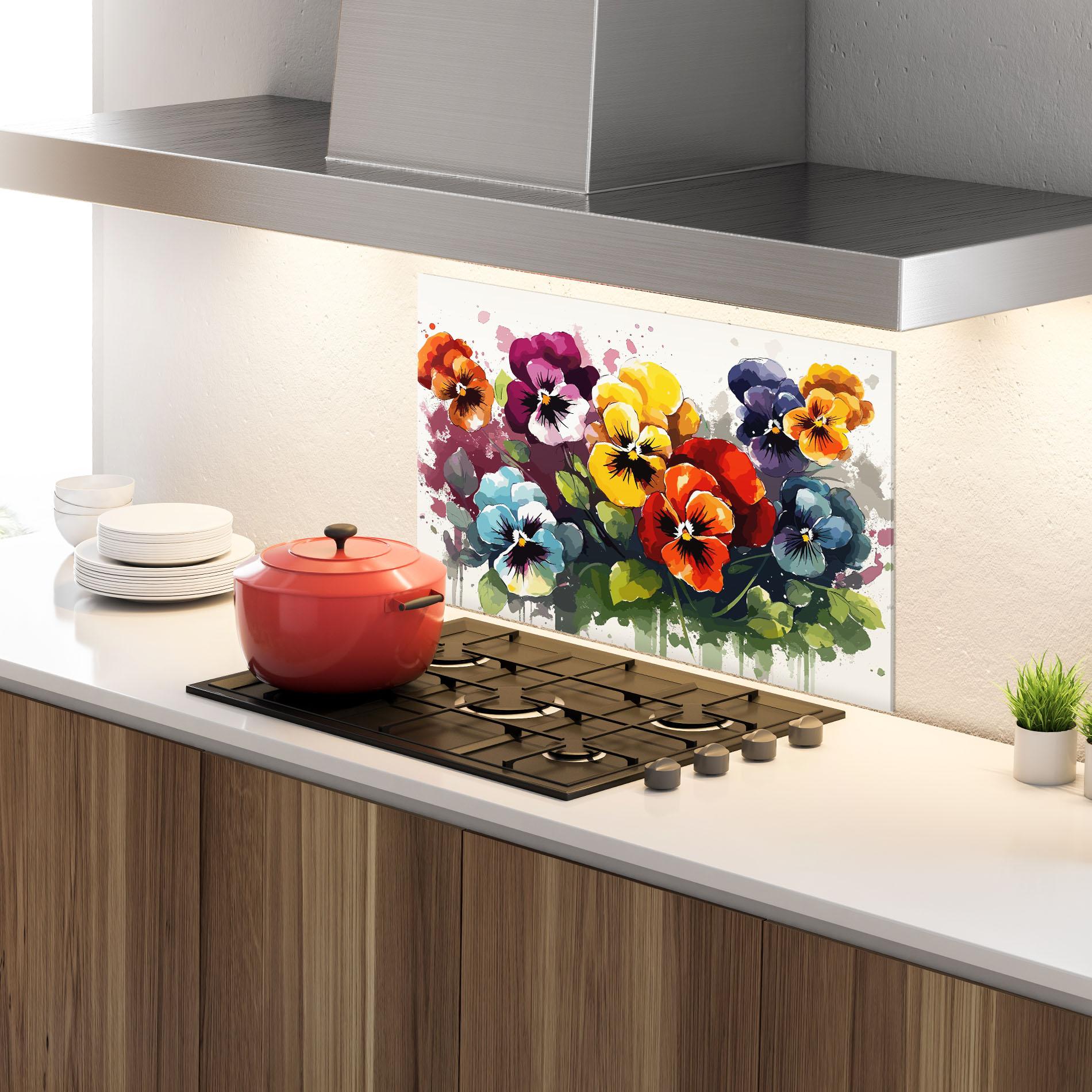 Panel Szklany do Kuchni Mix Paint Flowers mockup 4