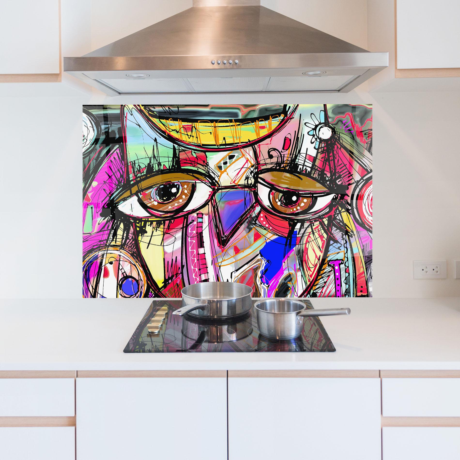 Panel Szklany do Kuchni Color Mix Eyes mockup 5